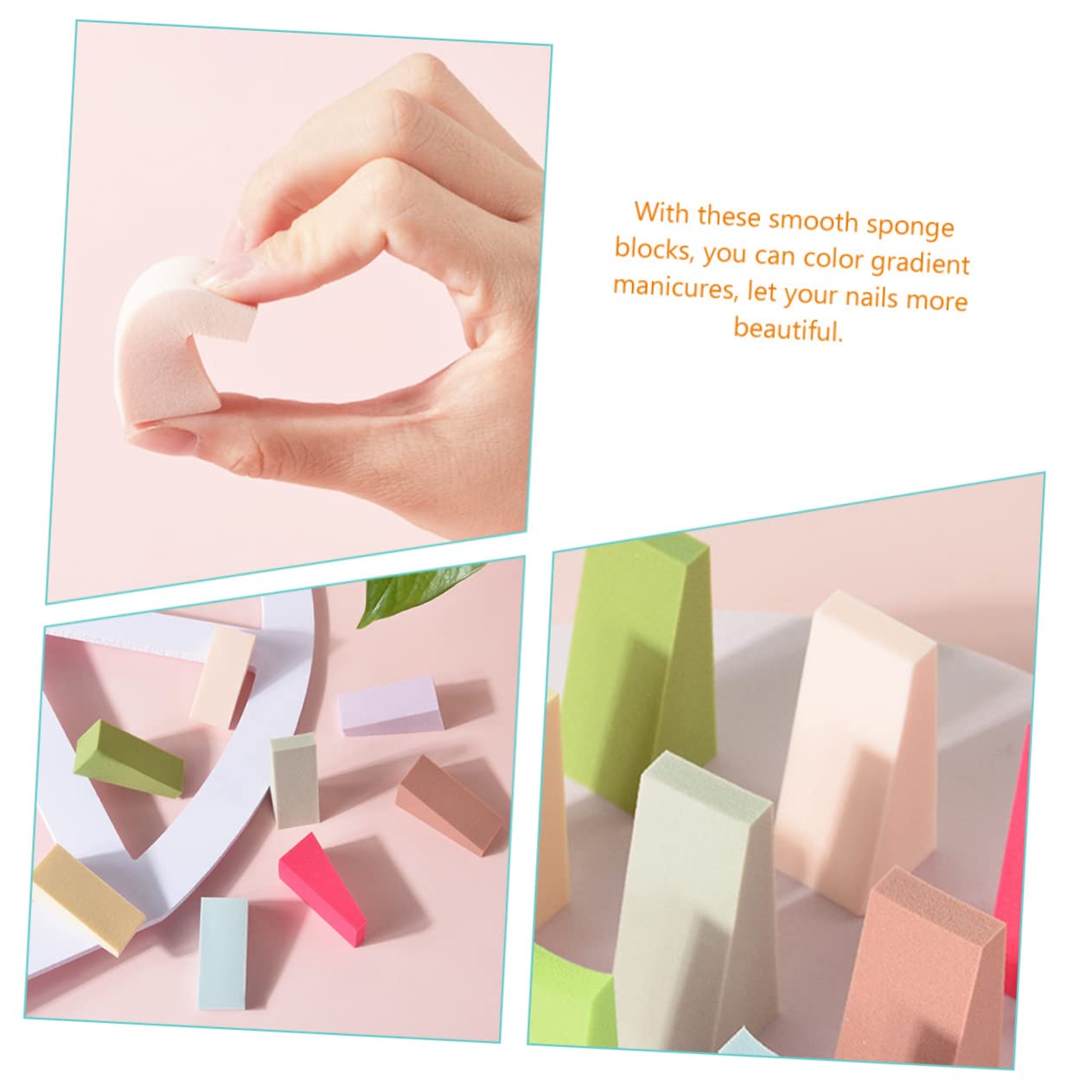 FRCOLOR 4 Sets Makeup Sponges & Nail Art Wedges - 24pcs Gradient Manicure Sponges for DIY Nail Design | Perfect for Professional Salon, Home Manicure & Beauty Enthusiasts