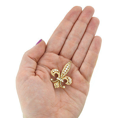 14K Gold Victorian Style Natural Pearl Fleur de Lis Brooch Pin & Pendant - Elegant Jewelry for Weddings, Parties & Special Occasions