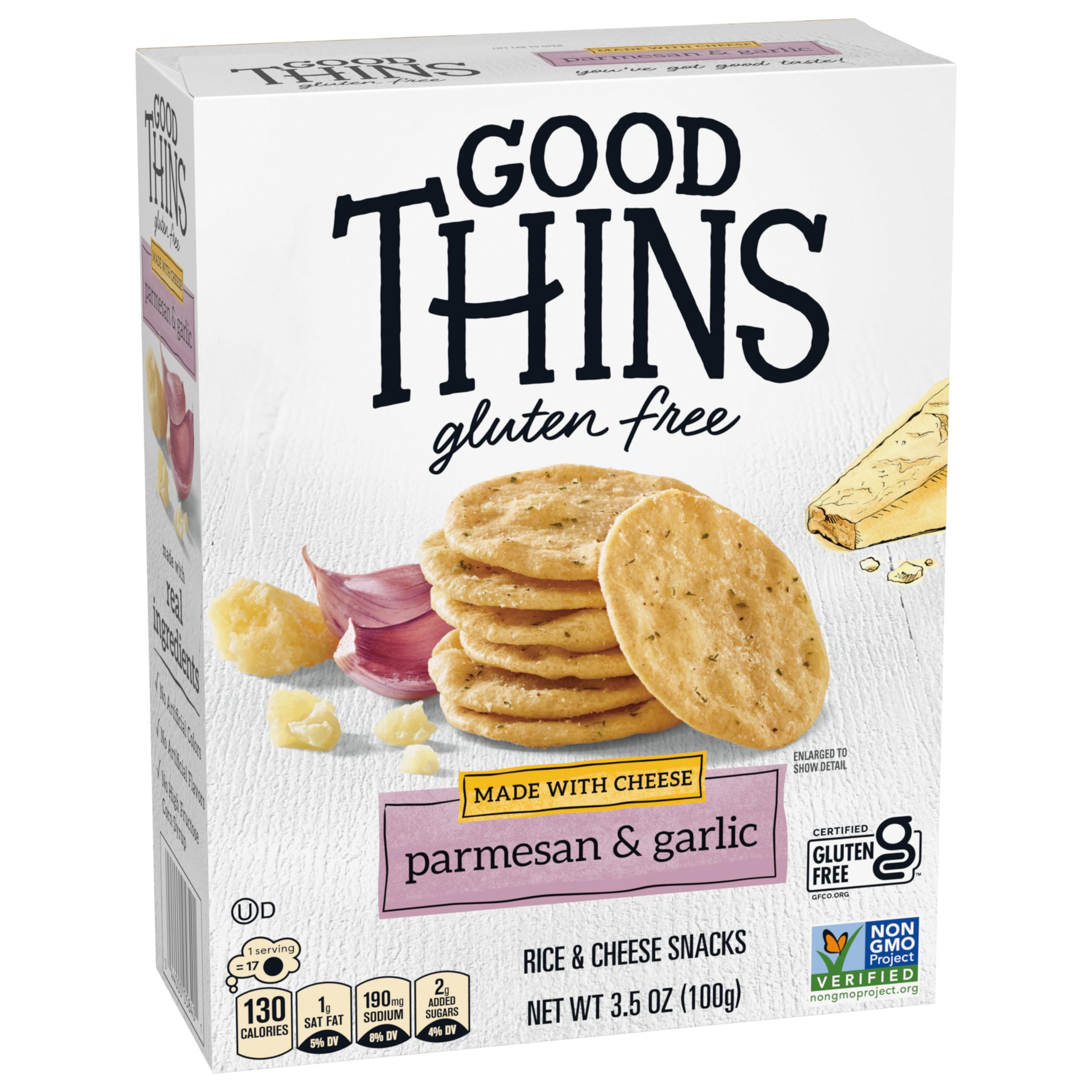 Gluten Free Parmesan & Garlic Rice & Cheese Snacks - 6 Pack (3.5 oz Each) | Bulk Healthy Crackers for Parties, School Lunches & On-the-Go Snacking