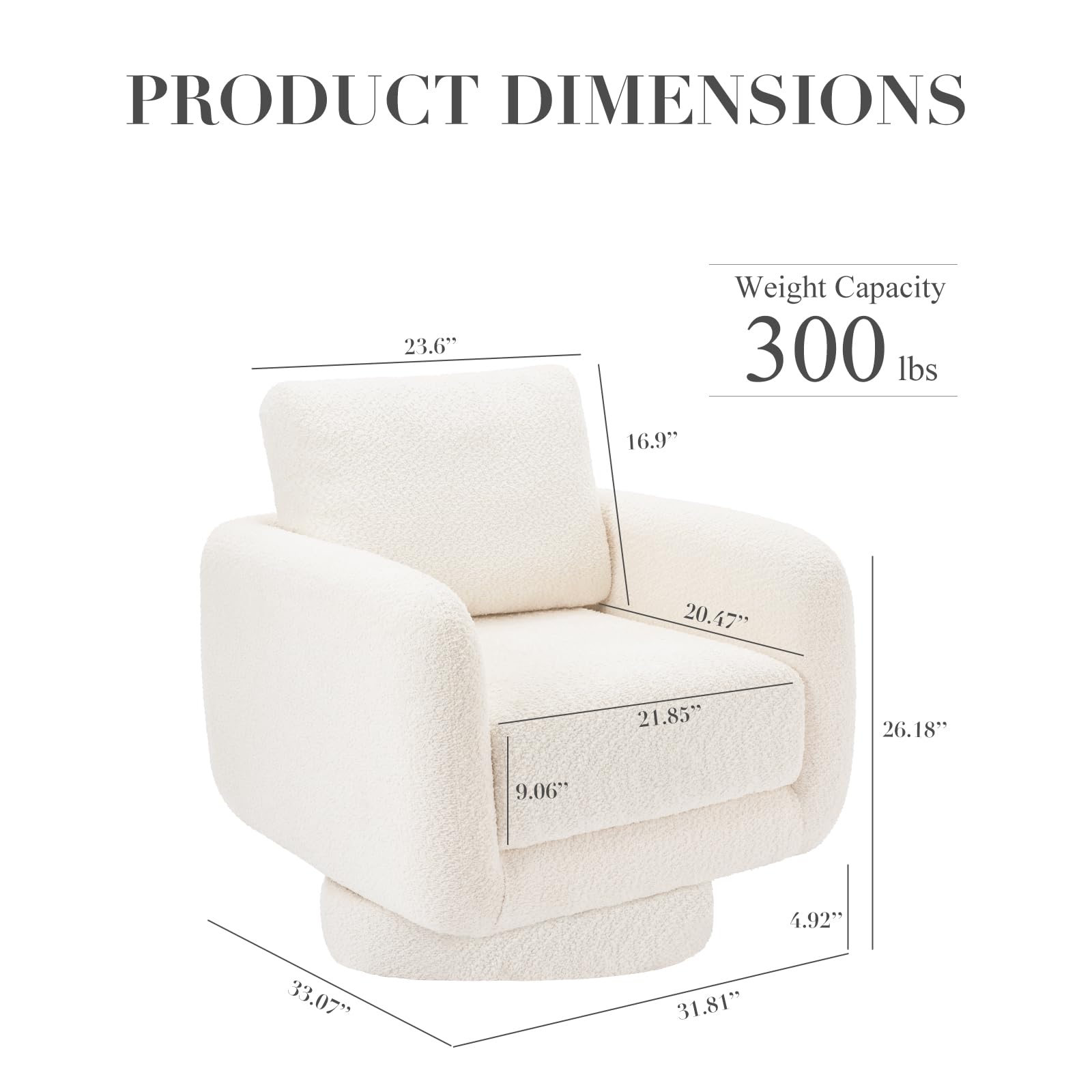 COLAMY 32-Inch Wide Swivel Accent Chair with Plush Back Pillow - Modern Upholstered Armchair for Living Room, Nursery & Bedroom - White | Perfect for Small Spaces, Reading Nooks & Cozy Corners