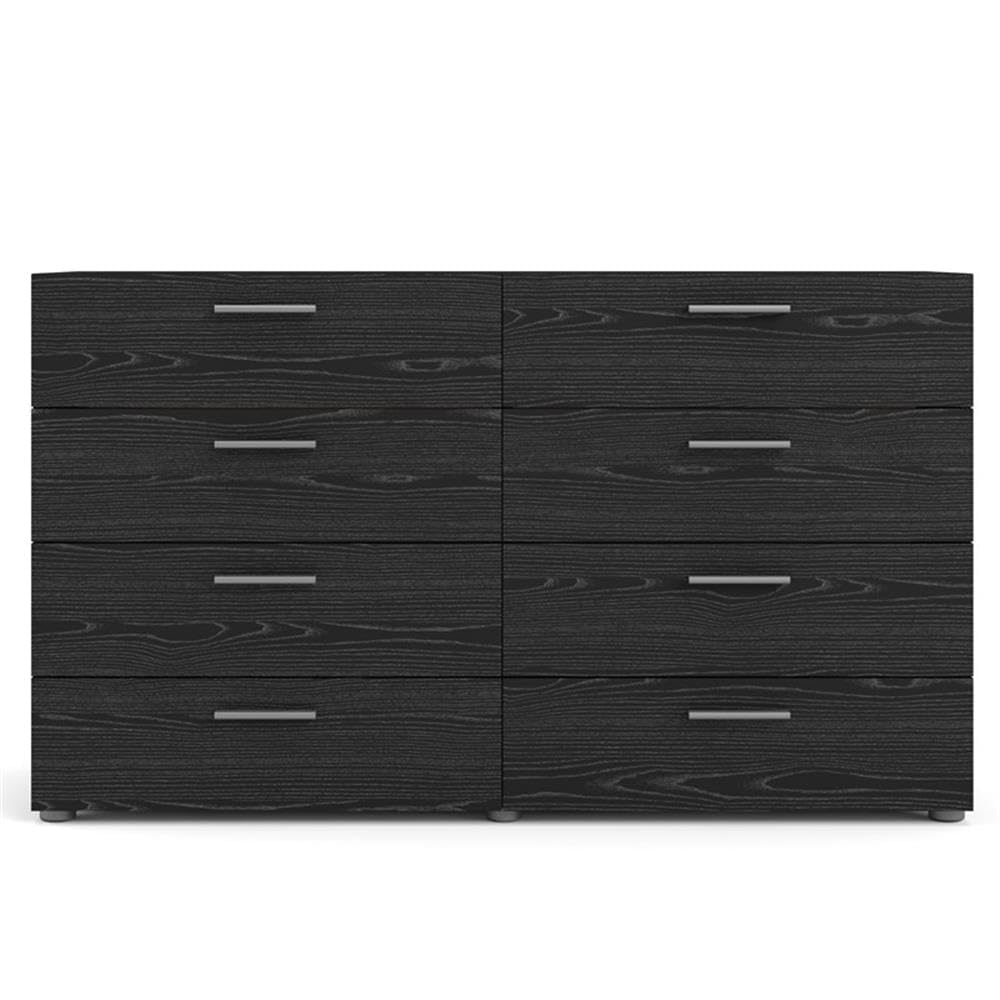 Home Square 2-Piece Bedroom Set - 8-Drawer Dresser & Nightstand in Black Woodgrain - Perfect for Master Bedroom, Guest Room, or Apartment Furniture
