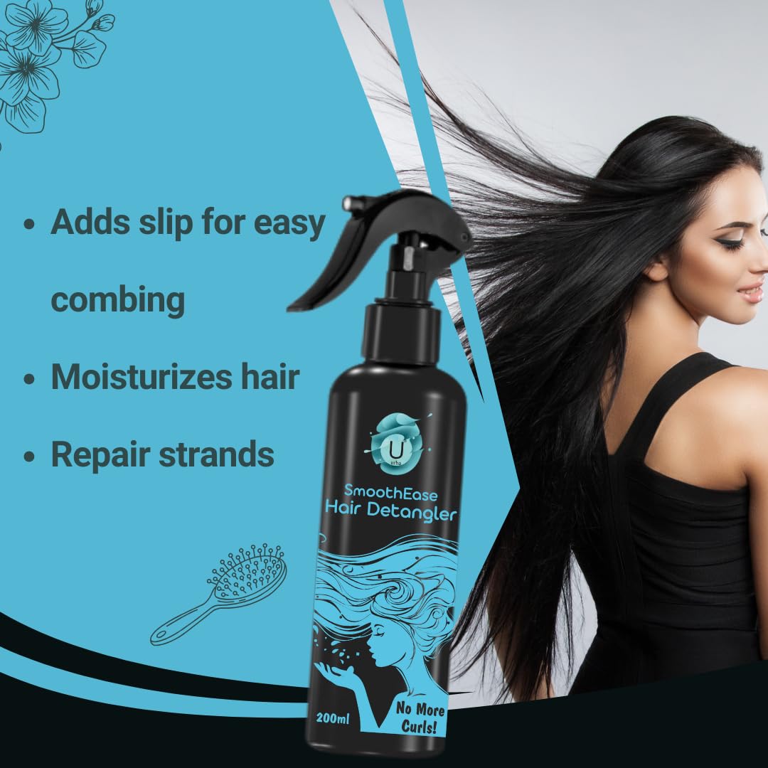 URBA Detangling Hair Mist Spray - 200ml (7.03 Fl Oz) for Soft, Smooth & Tangle-Free Hair - Paraben & Sulfate Free - Perfect for Daily Hair Care & Styling