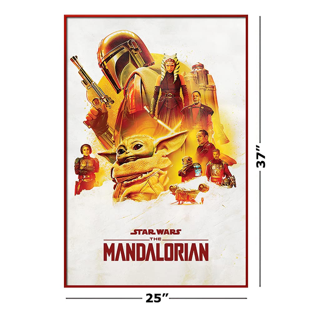 Star Wars The Mandalorian Framed TV Show Poster 24x36 Inches - Action Characters Wall Art for Living Room, Bedroom & Office Decor - Perfect Gift for Fans