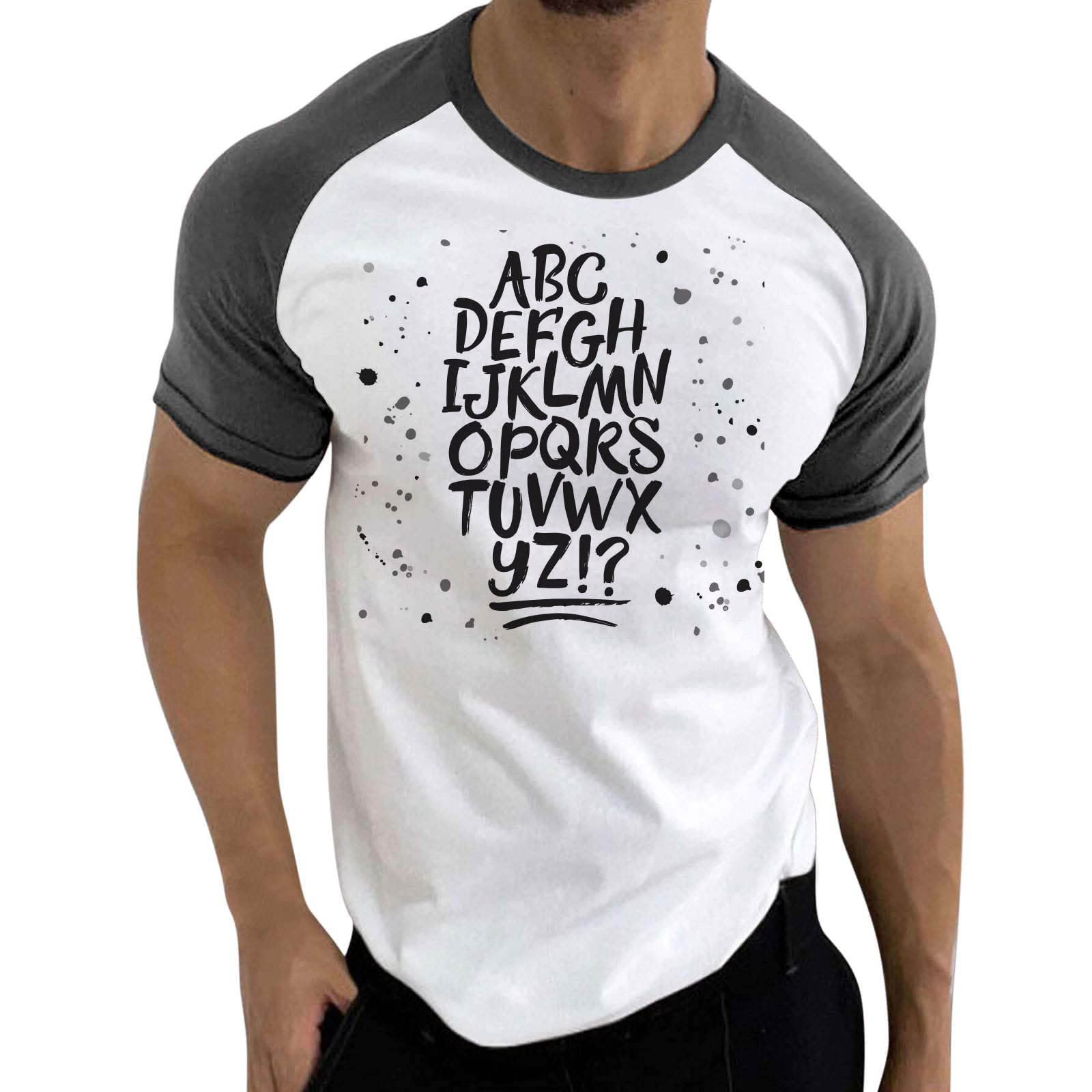 Men's Short Sleeve Dress Shirt - Summer Casual Color Block Print Raglan T-Shirt with Round Neck | Perfect for Office, Casual Outings & Summer Travel