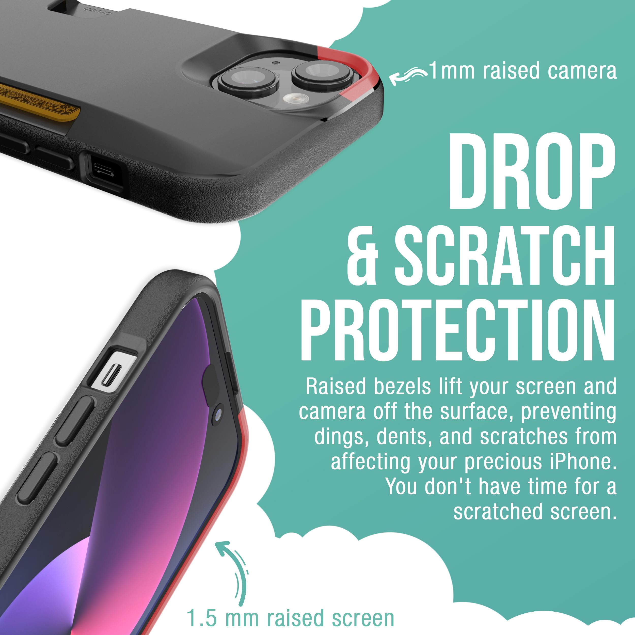 Smartish iPhone 15 Wallet Case Slim Protective Cover with Hidden Card Slot - Credit Card Holder & Drop Tested for Apple iPhone 15 - Black Tie Affair | Perfect for Everyday Use, Travel & Secure Mobile Payments