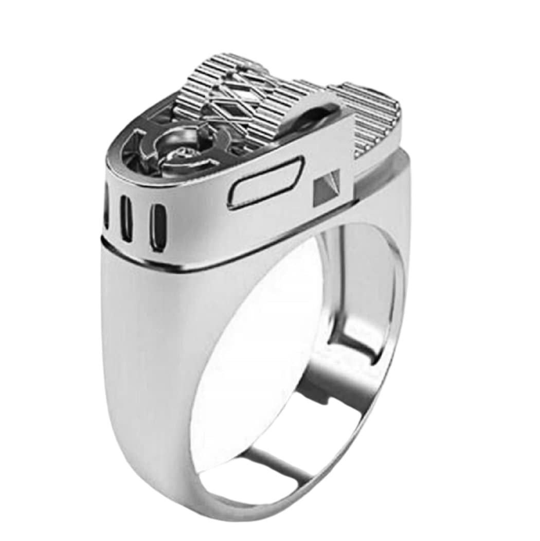 Punk Style 925 Sterling Silver Lighter Ring for Men - Fashionable Punk Jewelry, Unique Alloy Band, Shiny Gift for Bikers & Rock Fans - Perfect for Concerts, Parties & Gothic Fashion