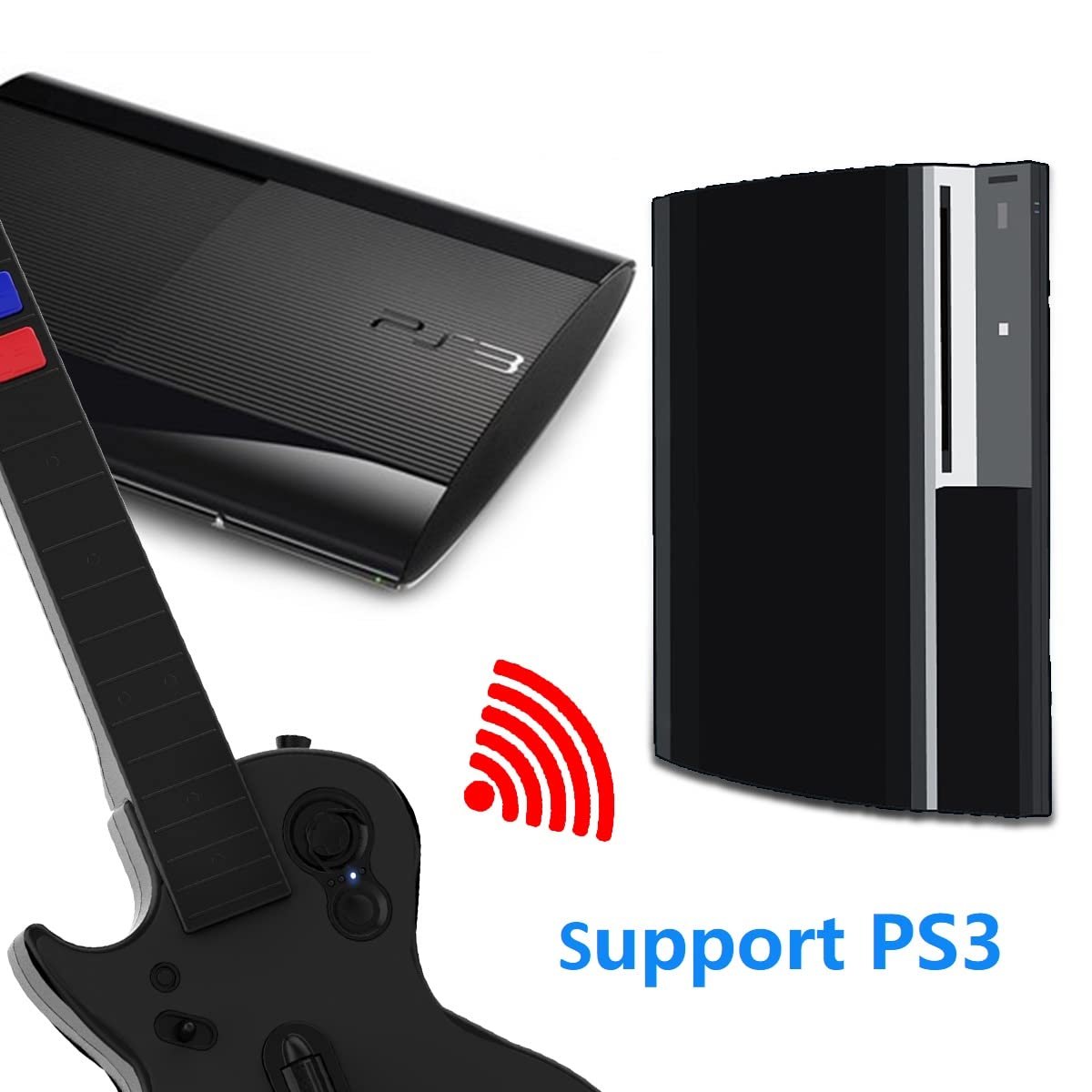 Wireless Guitar Hero Controller for PC & PS3 - Compatible with Rock Band, Clone Hero, and Guitar Hero Games - Black | Perfect for Gaming Parties & Music Simulation Enthusiasts