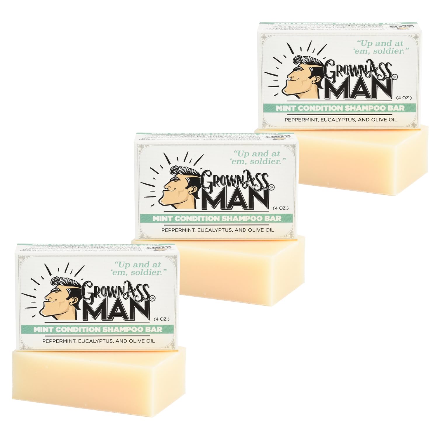 **3-in-1 Solid Shampoo Bar for Hair, Beard & Body – Rich Lather, Plastic-Free & Eco-Friendly | Natural & Organic Clean for All Hair Types | 4oz Bar (Mint Scent, 3-Pack) – Perfect for Travel, Gym & Sustainable Living**