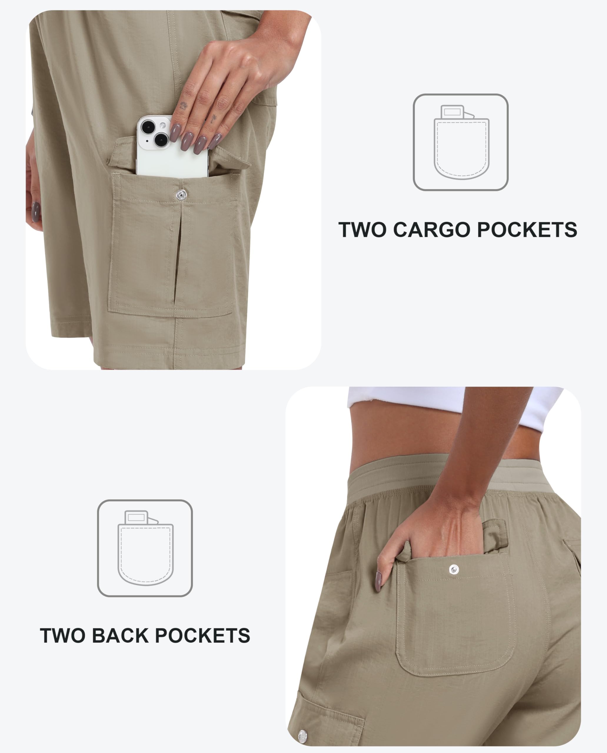 MoFiz Women's Hiking Shorts - Quick Dry Athletic Cargo Shorts with Pockets for Outdoor Running & Summer Adventures | Perfect for Trail Hiking, Gym Workouts & Travel