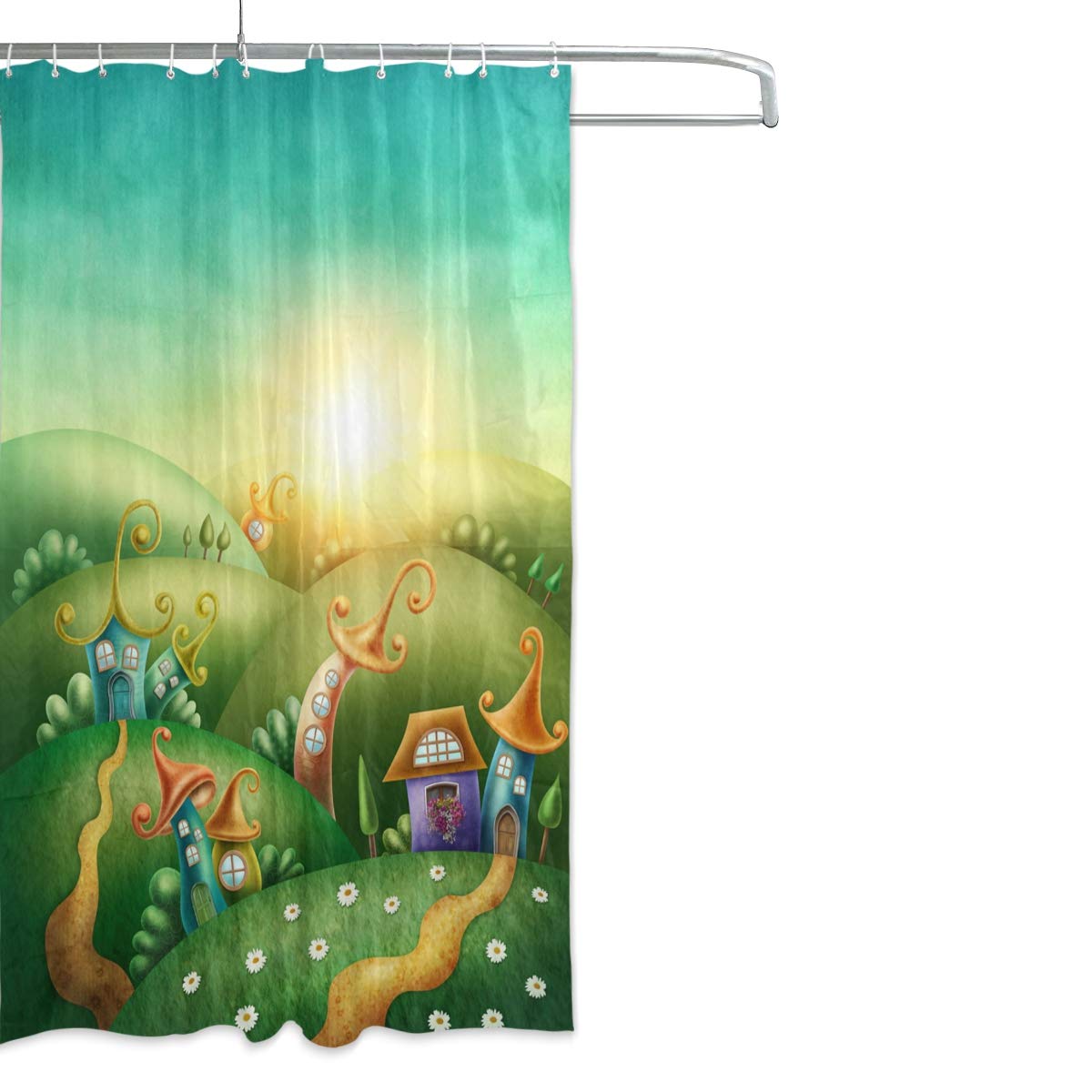 ALAZA Fairytale Village Houses Shower Curtain 60x72 Inch - Waterproof Polyester Bathroom Decor with Hooks - Perfect for Kids' Bathrooms, Nursery Decor & Fantasy-Themed Home Design