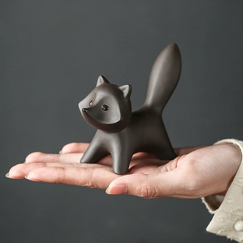 Handmade Purple Clay Fox Tea Pet for Kung Fu Tea Tray - Tea Ceremony Decoration