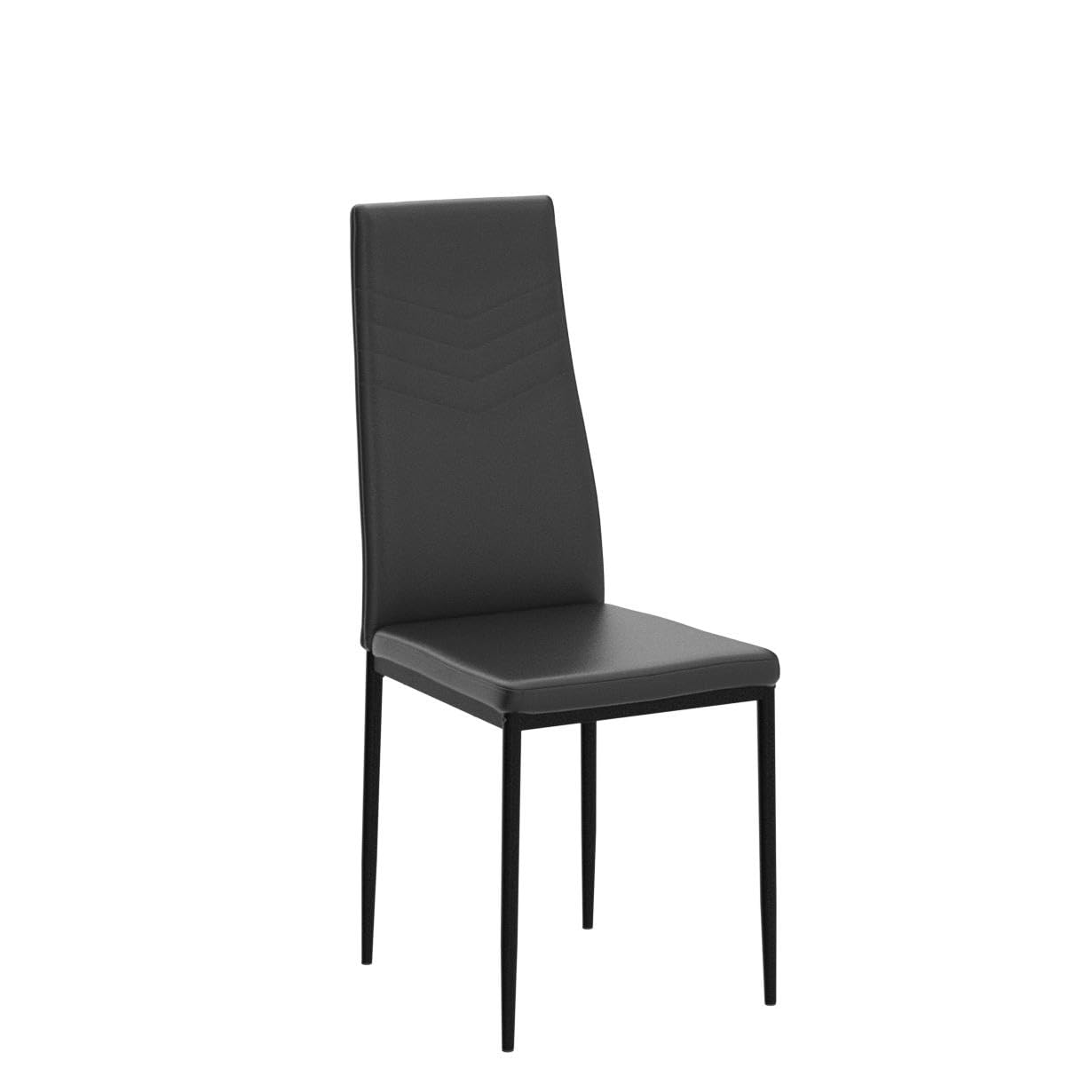 ERGOMASTER Modern Dining Chairs Set of 4 - Black PVC Upholstered Leather Padded Side Chairs with Sturdy Metal Legs & Non-Slip Feet for Dining Room, Kitchen, Living Room & Office