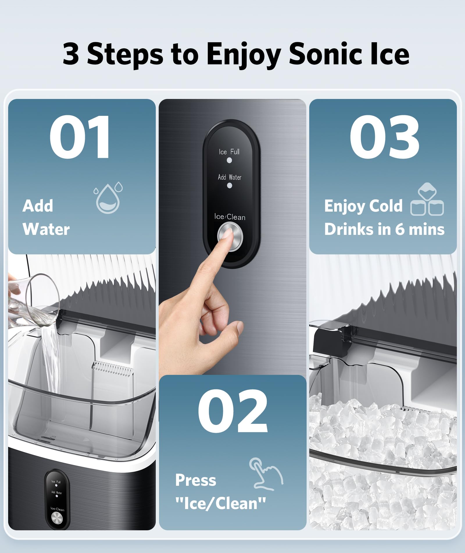 Portable Nugget Ice Maker Countertop - 34Lbs/24H Soft Chewable Pellet Ice Machine with Self-Cleaning & One-Touch Operation - Perfect for Home Bars, Camping, RV Trips & Office Use (Black)