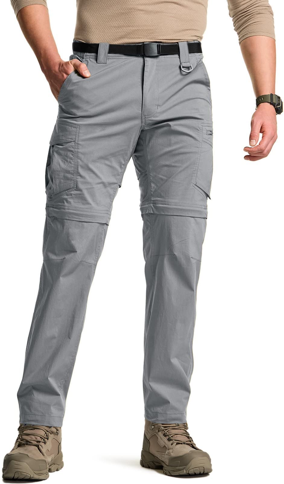 CQR Men's Convertible Cargo Pants - Water Resistant Hiking Pants with Zip-Off Legs | Lightweight Stretch UPF 50+ Outdoor Work Pants for Camping, Travel & Adventure