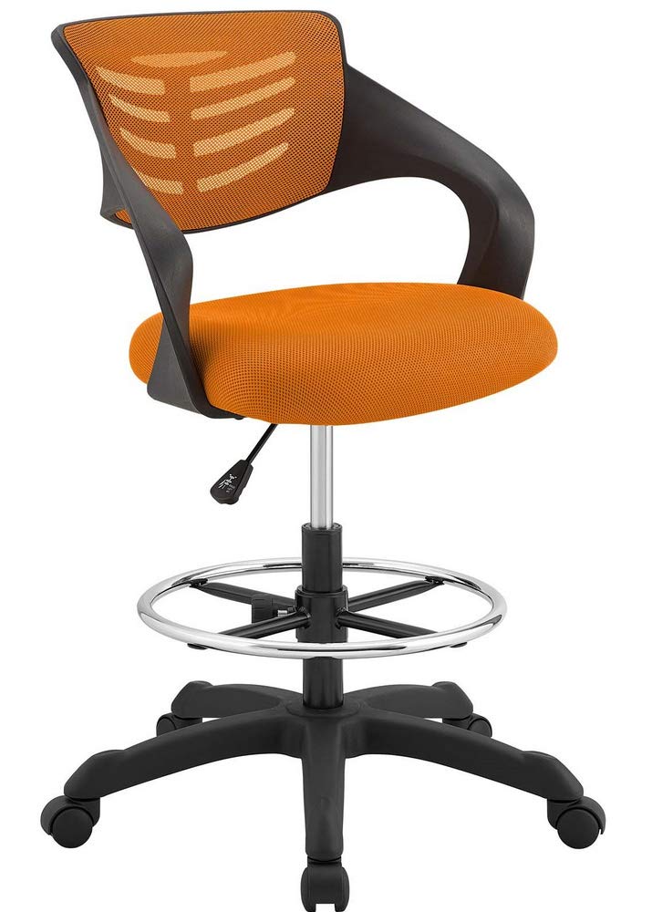 Modway Thrive Adjustable Drafting Chair - Orange Office Chair for Standing Desks & Home Office