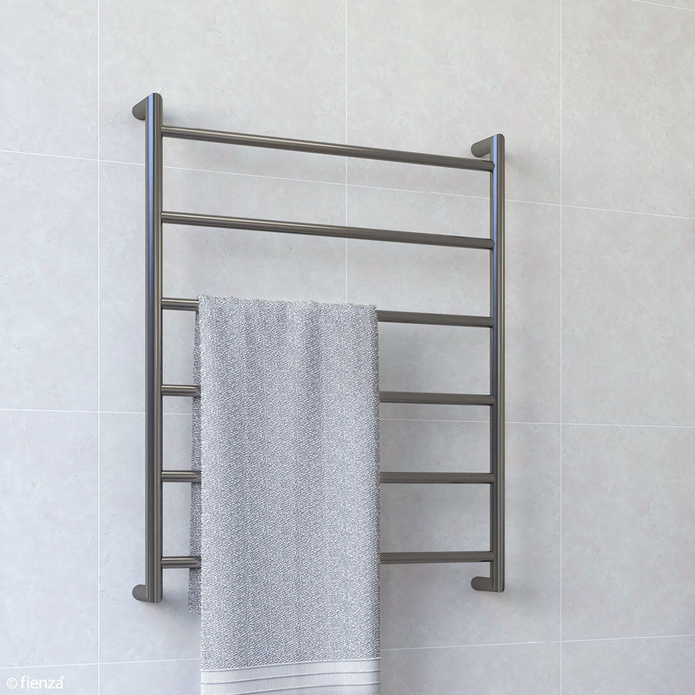 Fienza 8286080GM Kaya Heated Towel Rail - 600 x 800mm Gun Metal Bathroom Towel Warmer - Perfect for Spa, Luxury Bathrooms & Home Decor