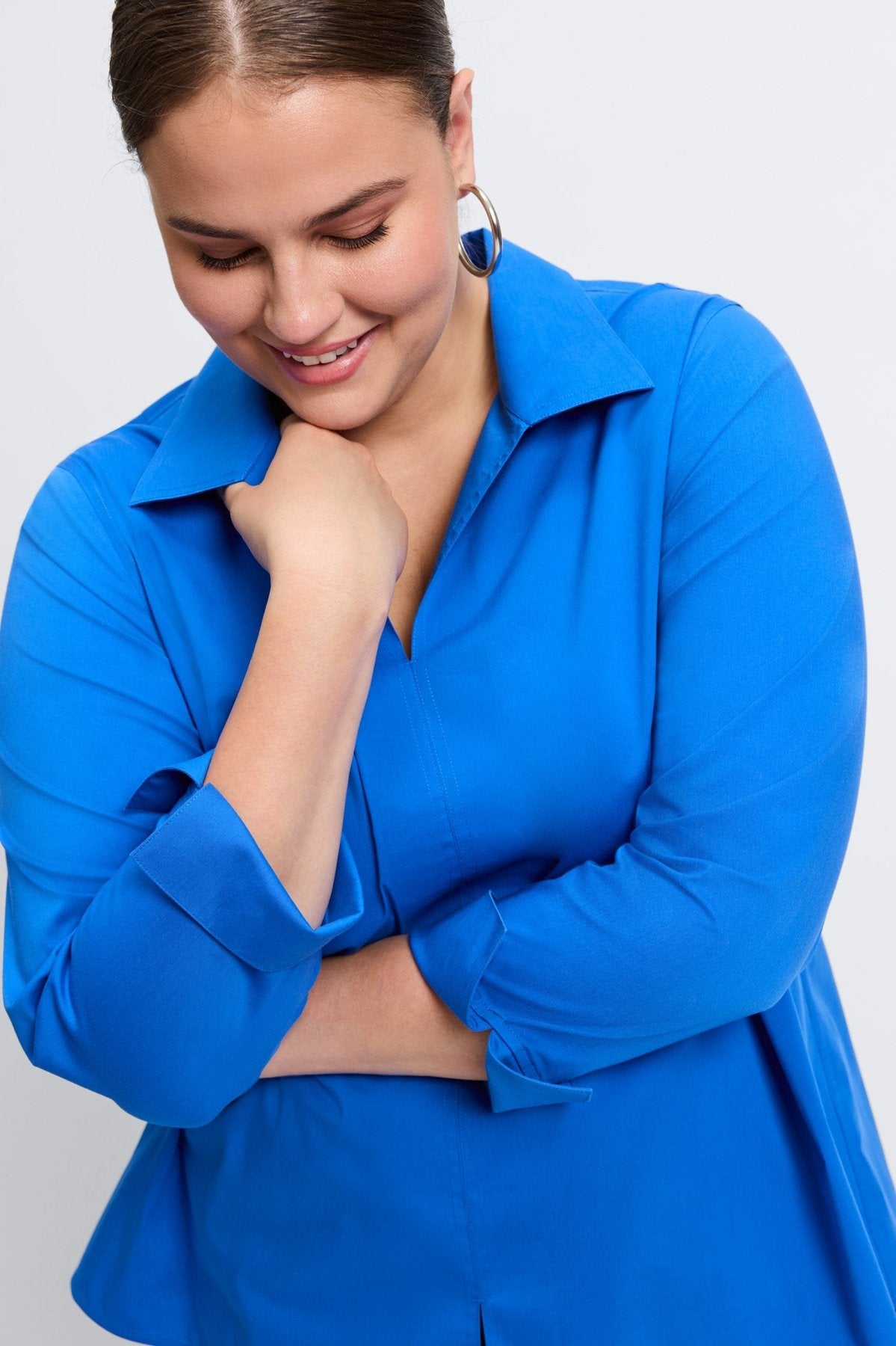 Agnes Plus Wrinkle-Free Stretch Long Sleeve Popover Shirt for Women | Comfortable Office & Casual Wear | Easy Care Business & Travel Shirt