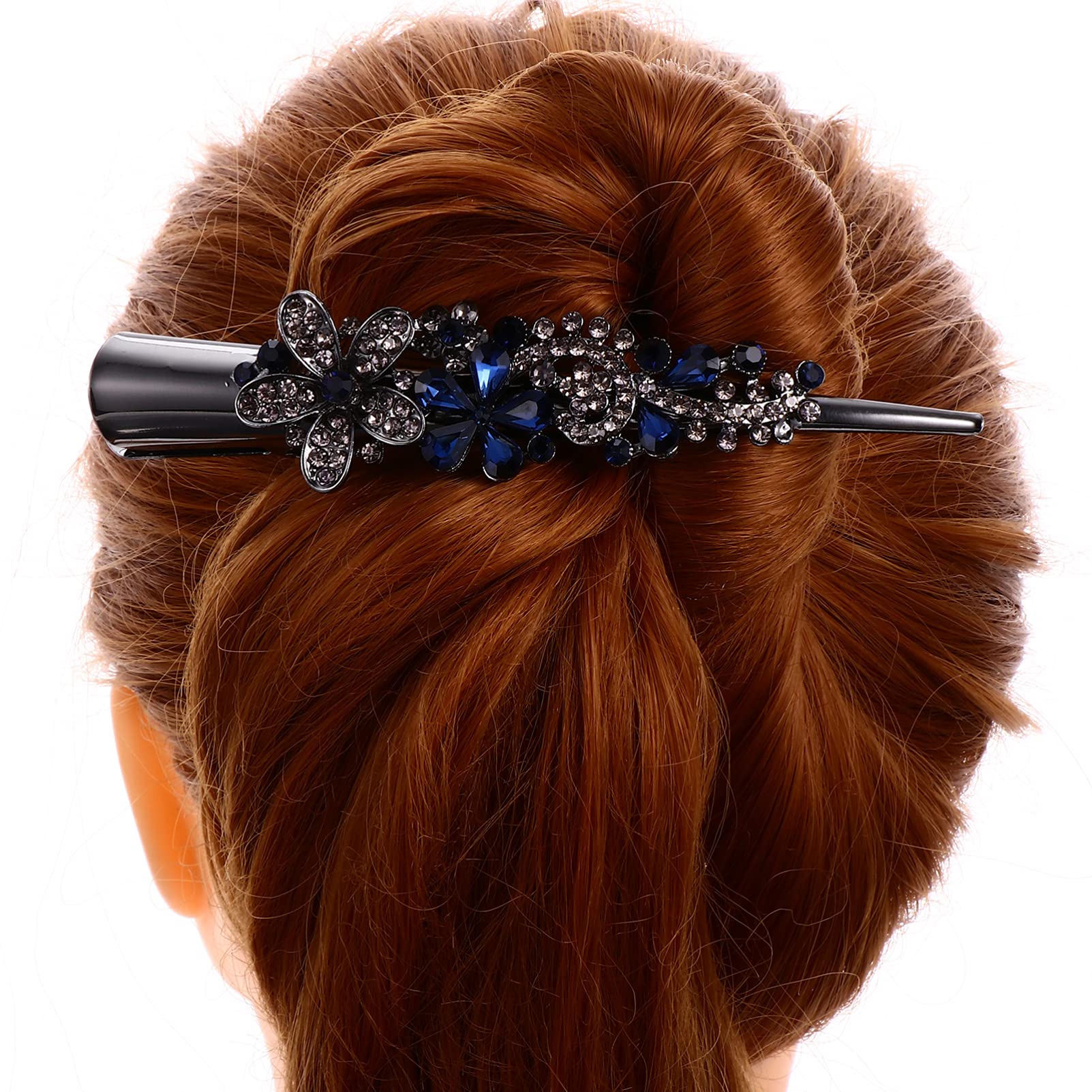 Lurrose 3pcs Metal Duckbill Hair Clips with Rhinestones - Alligator Hair Clips for Women, Hair Styling Accessories for Weddings, Parties & Everyday Use