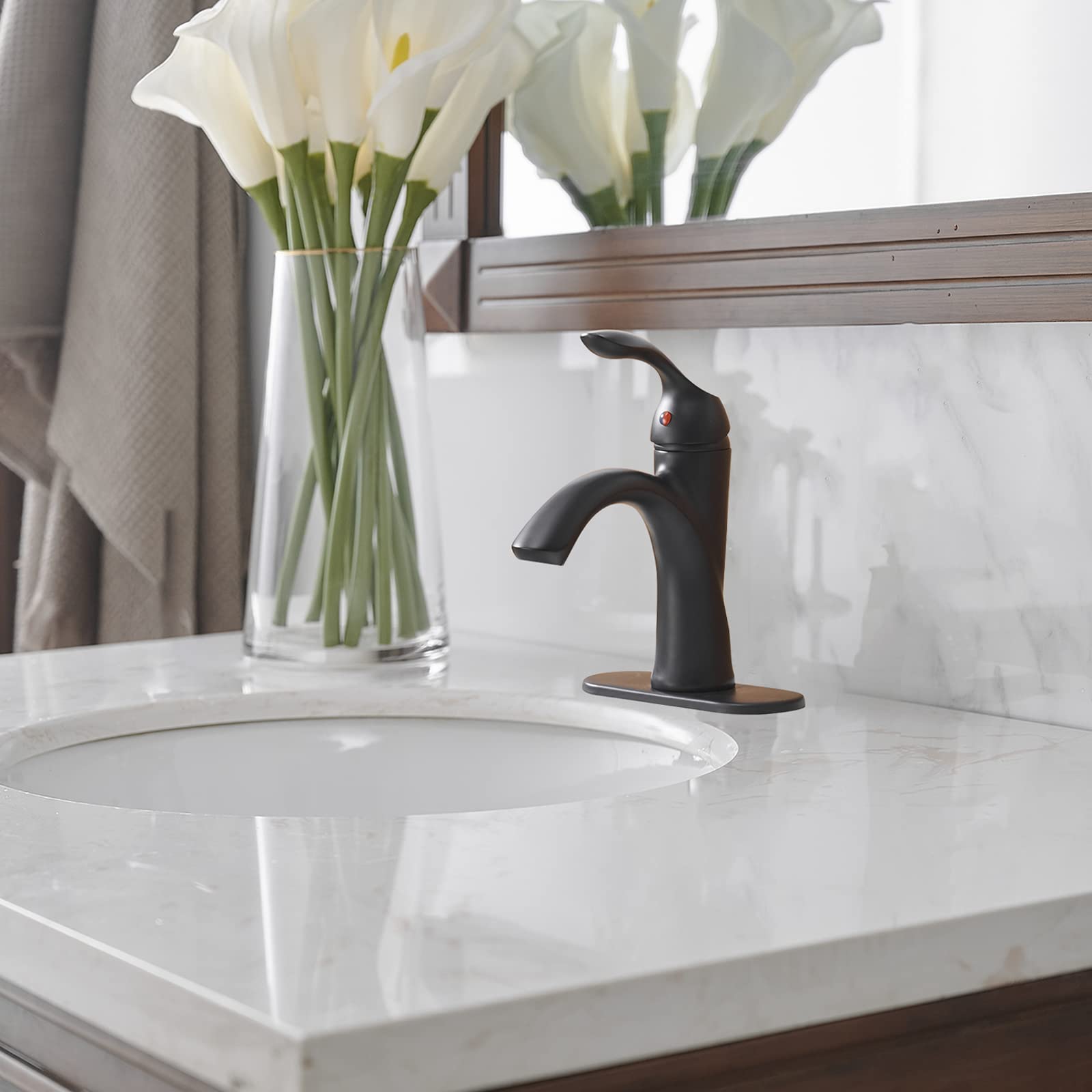 Black Matte Single Hole Bathroom Faucet with Pop-Up Drain - Perfect for Modern Sinks