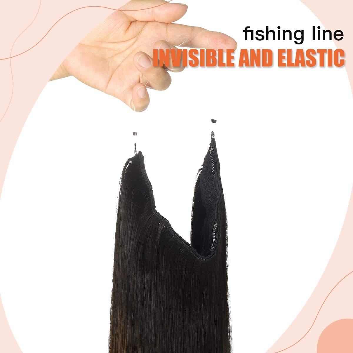 XDhair Invisible Wire Hair Extensions 16Inch 70g - Real Human Hair Ombre Black to Brown (#1B/4) for Women | Seamless Blending, Natural Look for Parties & Daily Styling
