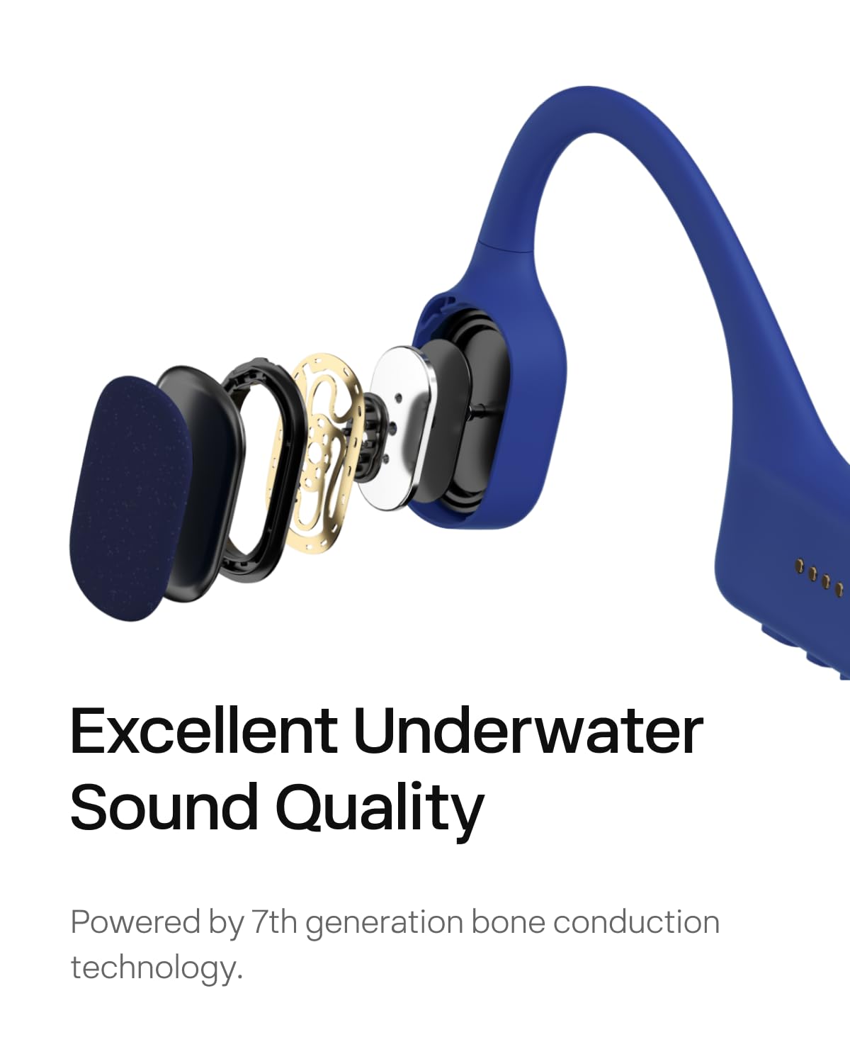 Shokz OpenSwim (Aftershokz Xtrainerz) Waterproof Bone Conduction Headphones for Swimming - Wireless MP3 Player with 4GB Storage, Open-Ear Design, IP68 Rating - Perfect for Lap Swimming, Triathlon Training & Water Workouts (Blue)