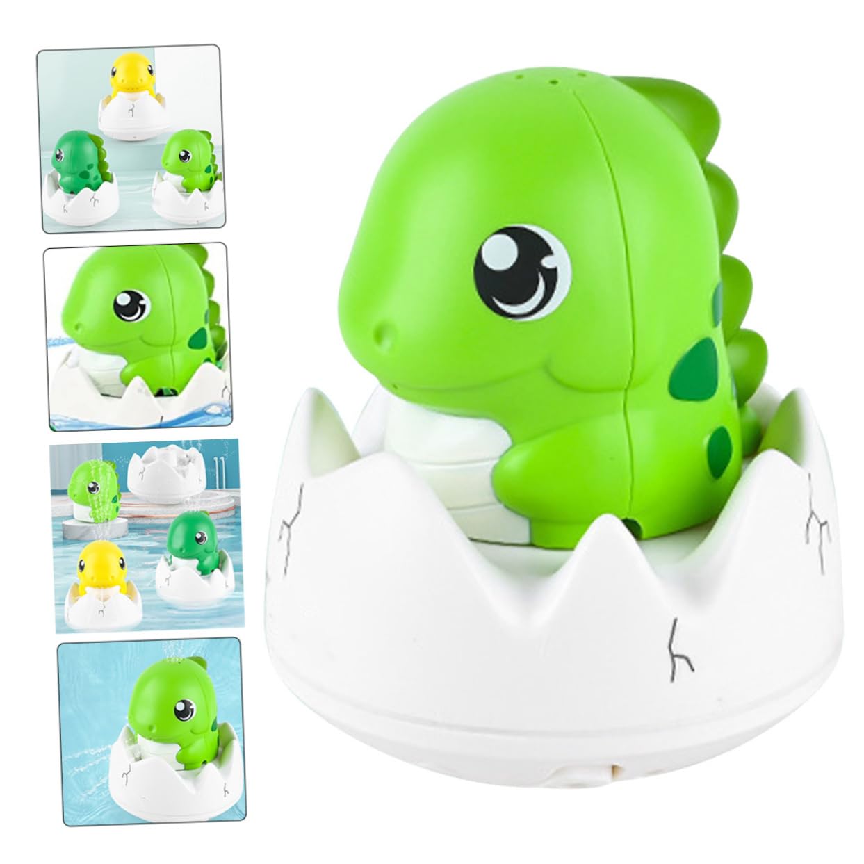 FAVOMOTO 4 Pack Dinosaur Bath Toys for Kids - Light Green Rubber Bathtub Toys with 1200mAh Battery - Fun Bath Time & Pool Play for Toddlers