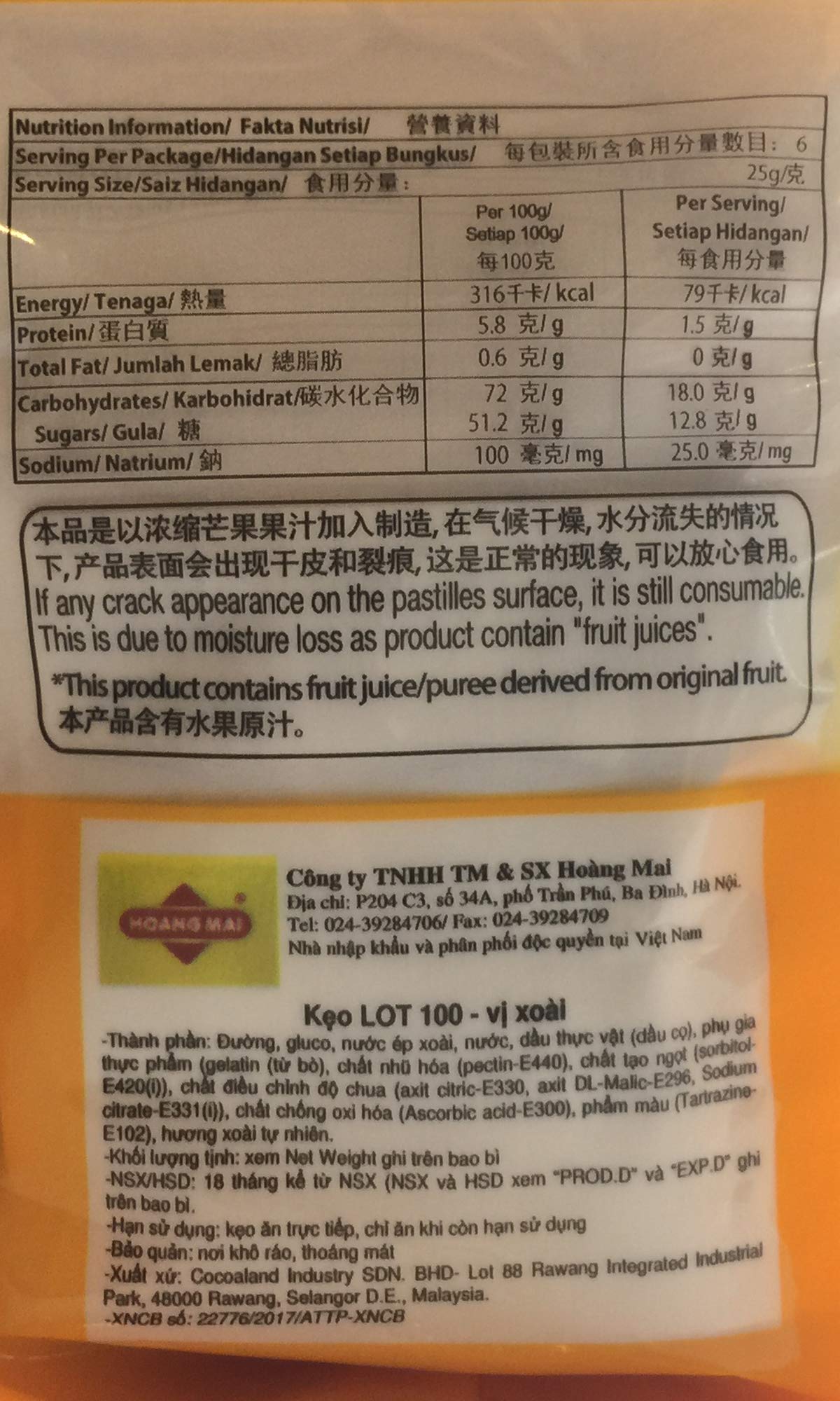 Cocoaland Mango Gummy Candy - Individually Wrapped Halal Asian Snacks - Sweet Mango Flavor - 5.3oz (150g) Pack - Perfect for Parties, Gifts & Movie Nights