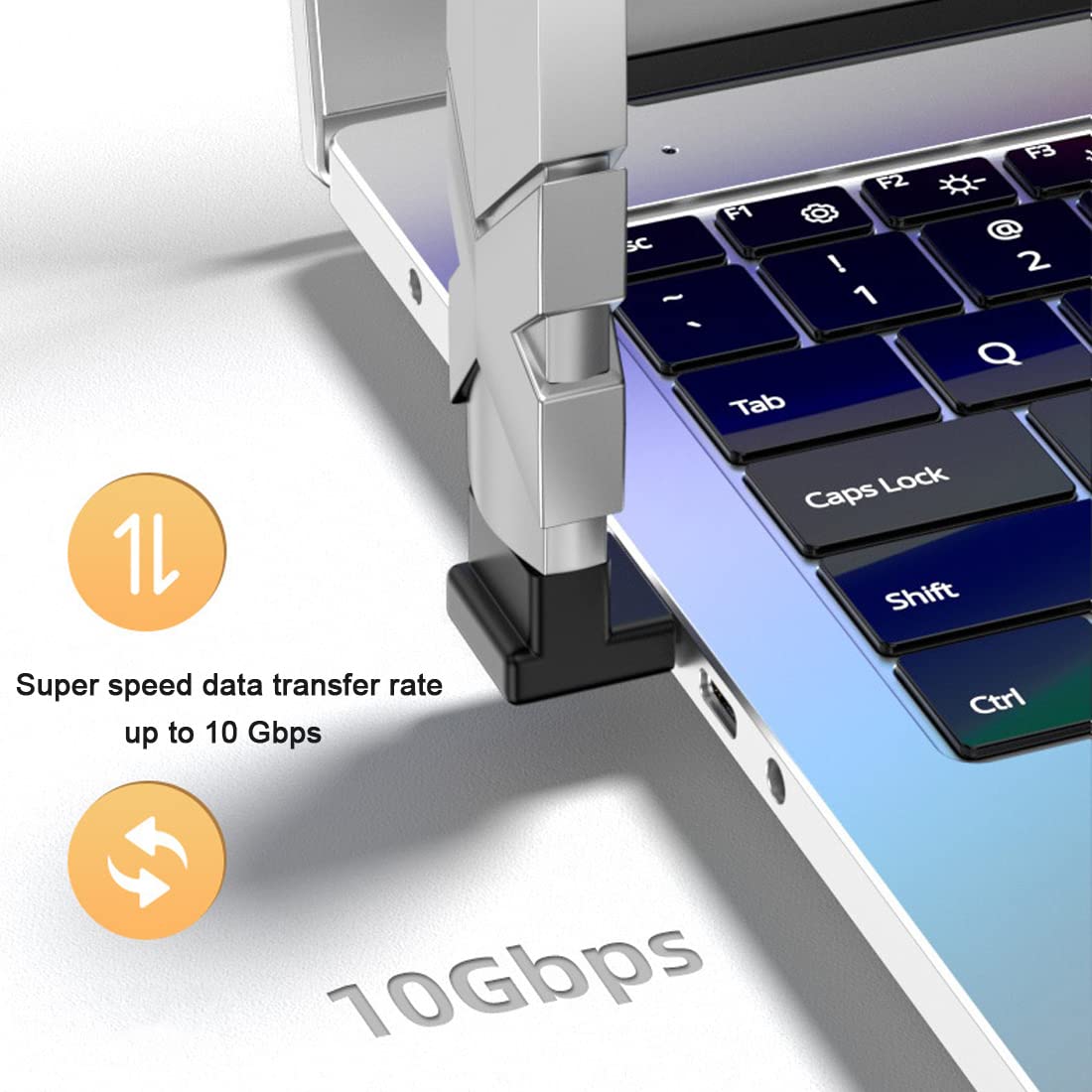 180 Degree USB A Male to USB C Female Adapter - Back Angled U-Shape Connector - Supports 10Gbps High-Speed Data Transfer - Compatible with Laptops, Phones, Tablets - Perfect for Office, Travel & Home Charging Stations