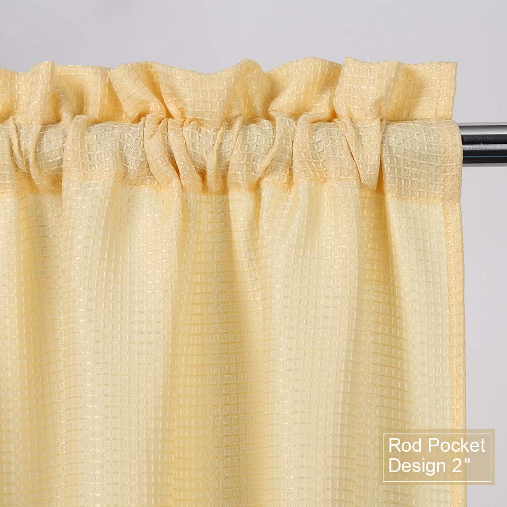 Waffle Woven Textured Tier Curtains - Waterproof Bathroom & Kitchen Window Coverings (30