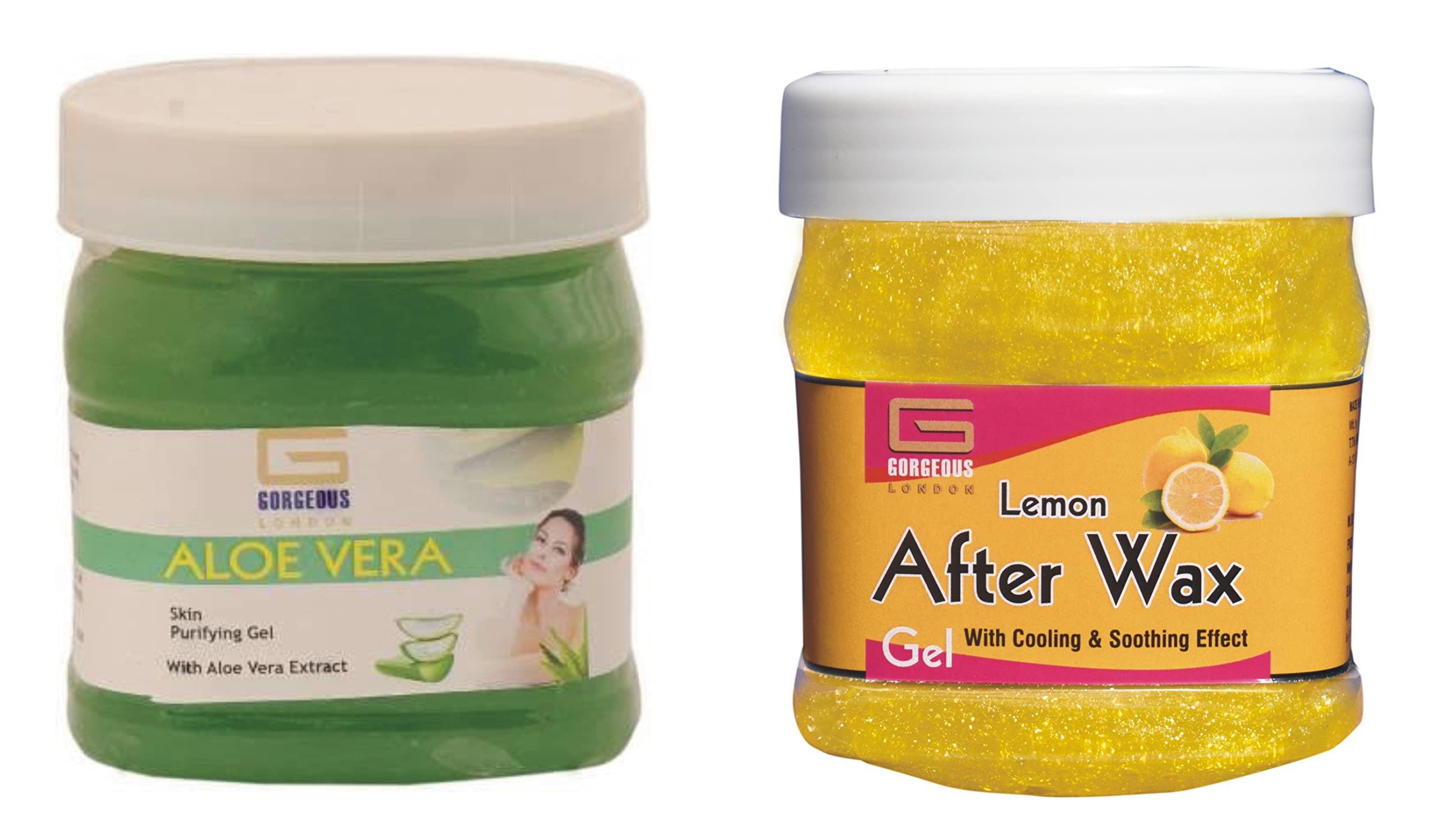 Aloe Vera Gel & Lemon After Wax Gel Combo (2 Pack, 450ml Each) - Soothes Skin, Reduces Irritation - Perfect for Post-Waxing, Sunburn Relief & Daily Skincare