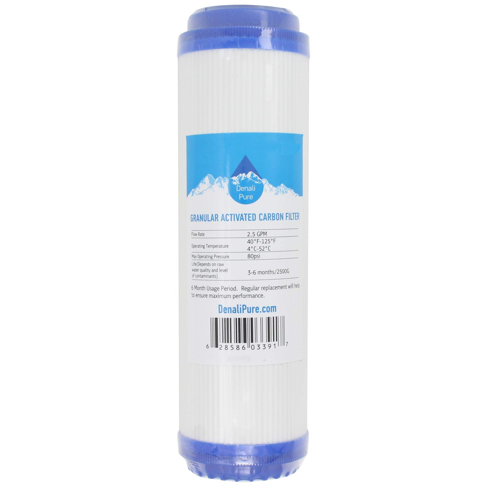 12-Pack Aquatell AQT002 Replacement Granular Activated Carbon Filters - Universal 10-inch Water Filter Cartridges Compatible with Aquatell Standard Housing Kit | Denali Pure Brand | For Clean Drinking Water in Homes, Offices & RVs