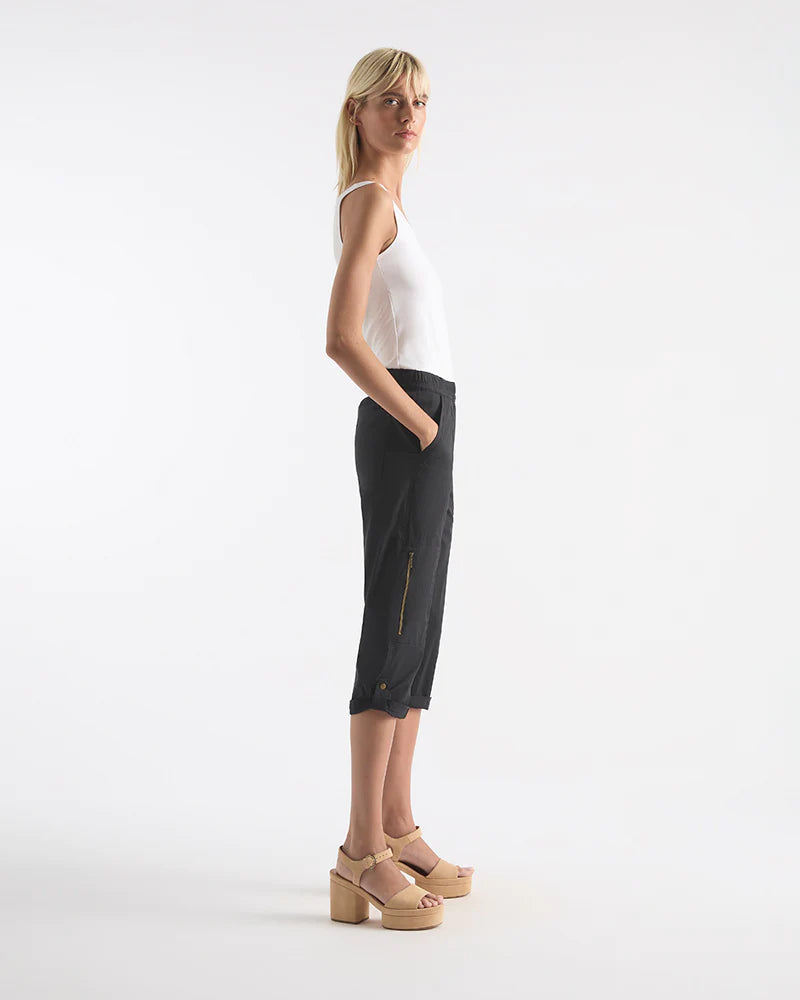 Cropped Zip Cargo Pants French Navy - Stylish & Comfortable Cargo Pants for Women, Outdoor Adventures & Casual Wear