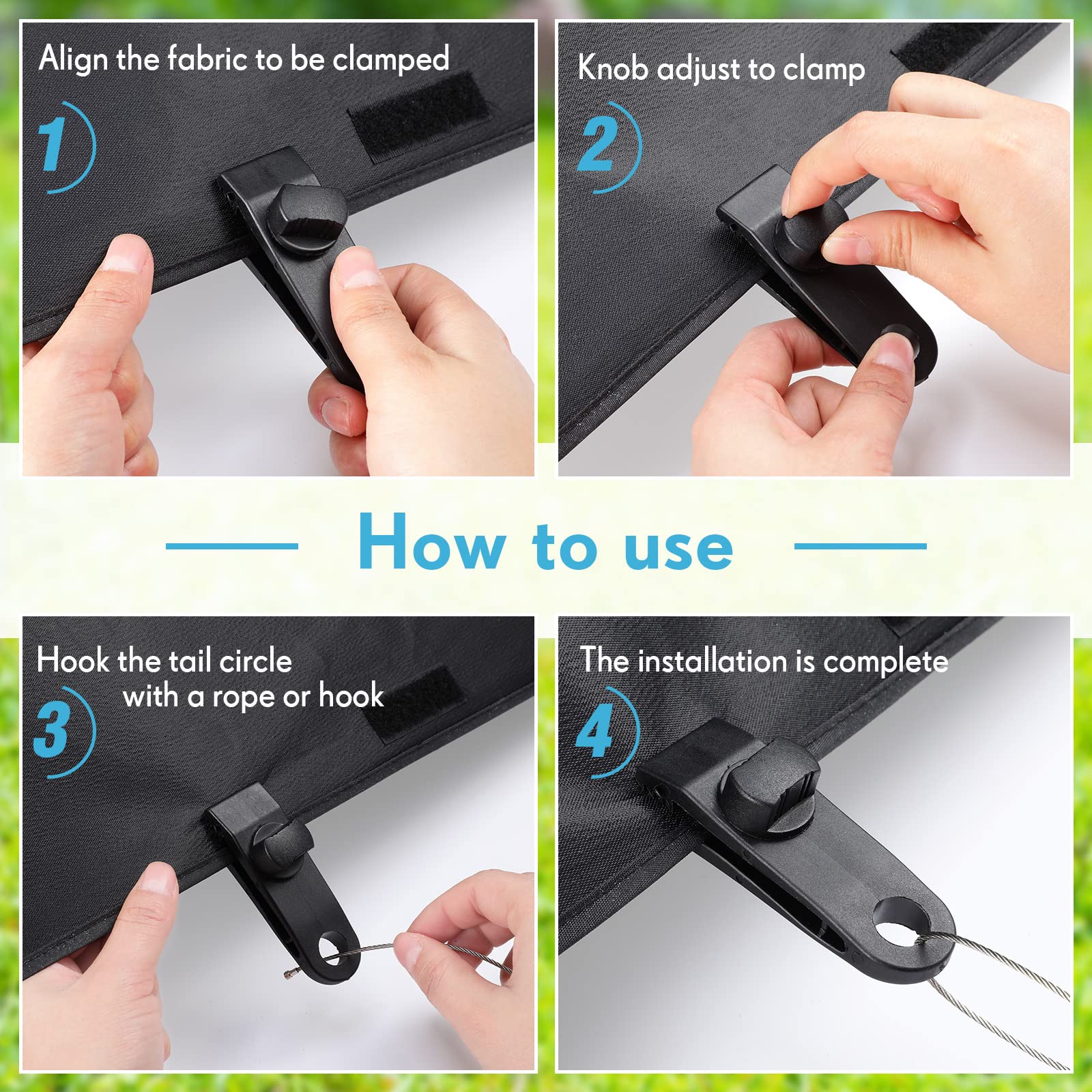 Heavy Duty Tarp Clips 60 Pack - Yalikop Thumb Screw Lock Clamps for Camping, Pool Covers, Boat & Canopy Tarps - Secure Tent, Awning, Hammock & Swimming Pool Protection - Perfect for Outdoor Adventures & Storm Protection