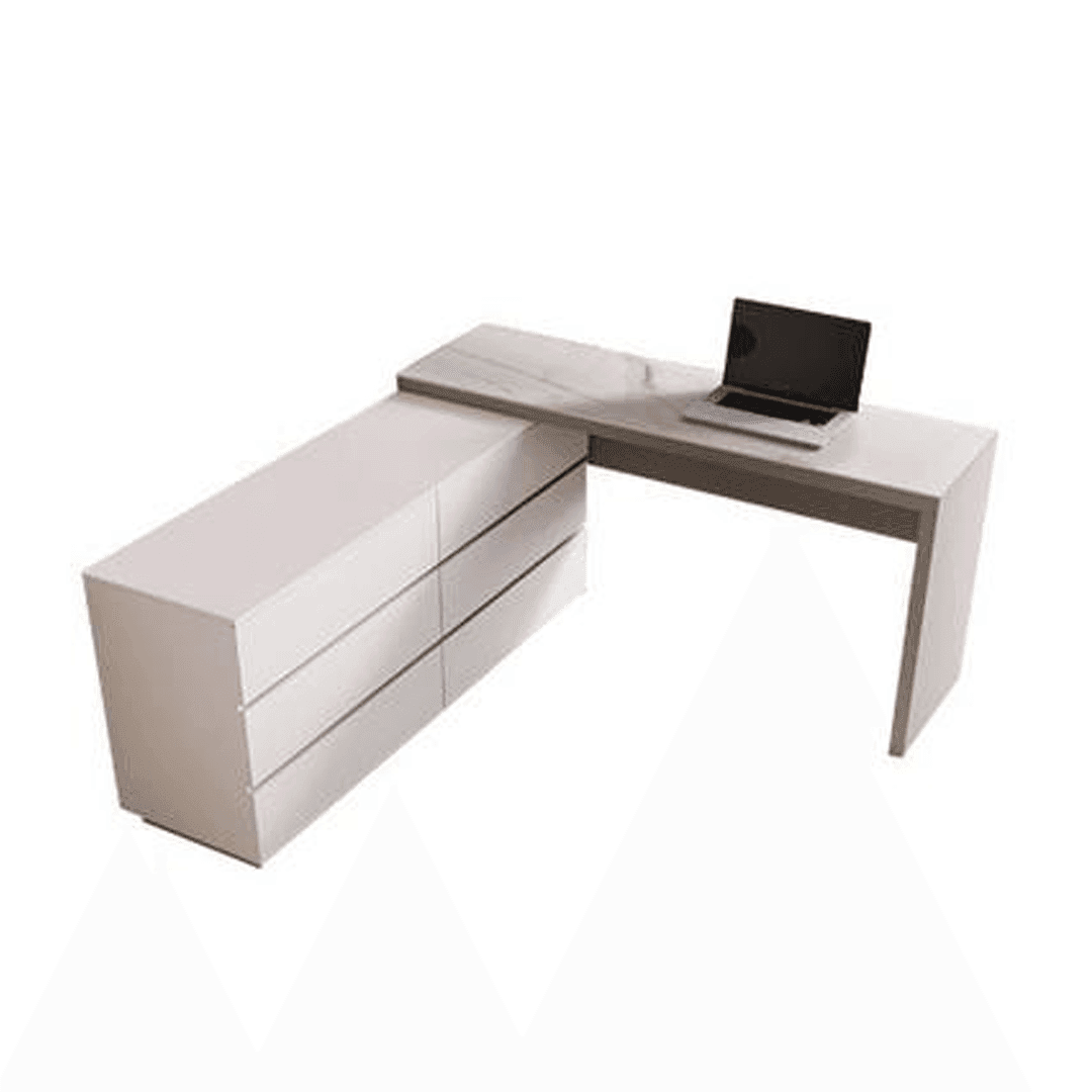 Premium Lazarus Glossy Sintered Stone Extendable Study Table - Durable Modern Office Desk for Home & Workspace - Perfect for Remote Work, Study Sessions & Small Spaces