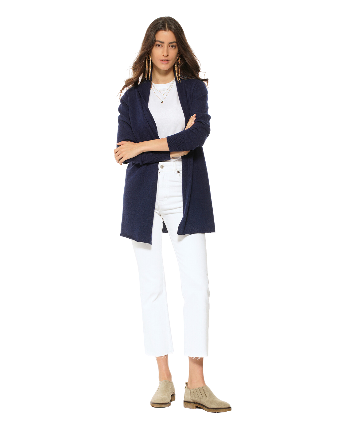 Women's Pure Cashmere Open Front Cardigan - Soft Coral Red Sweater for Fall & Winter | Cozy Lounge Wear, Office Outfits & Casual Chic Style