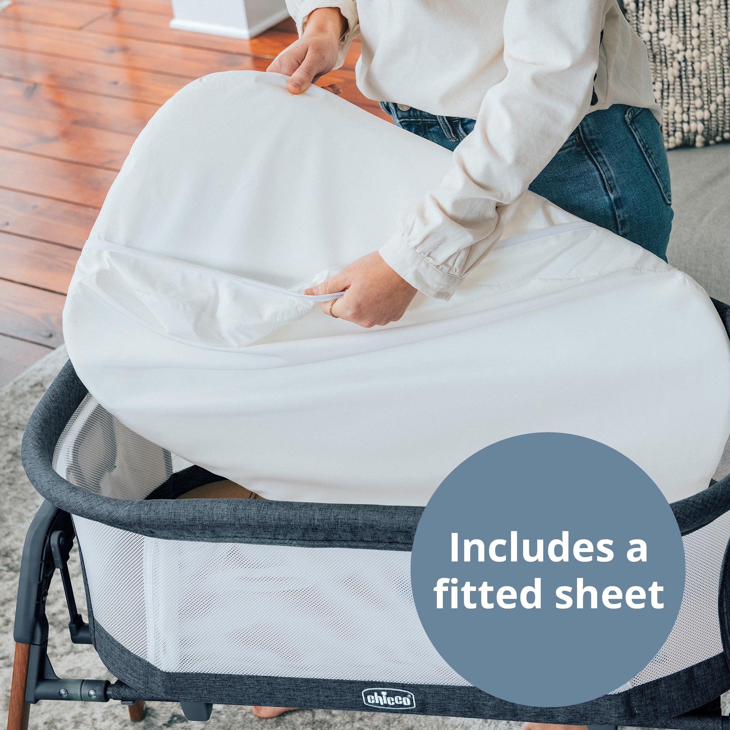 Chicco LullaGlide 3-in-1 Bassinet - Portable Baby Crib with Adjustable Height & Vibration - Perfect for Nursery, Bedroom & Travel