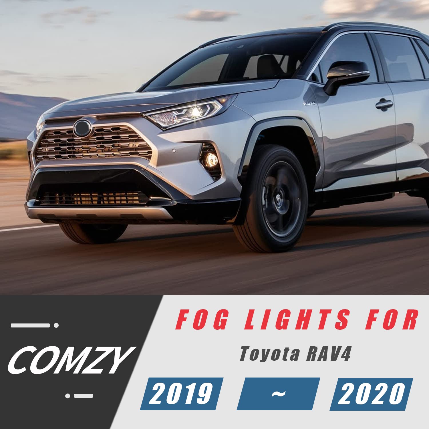 COMZY LED Fog Lights for Toyota RAV4 2019-2020 | DRL Daytime Running Lights with Amber Turn Signal | White/Yellow 2-Color Options | 1 Pair | Enhance Visibility & Style for Night Driving & Off-Road Adventures