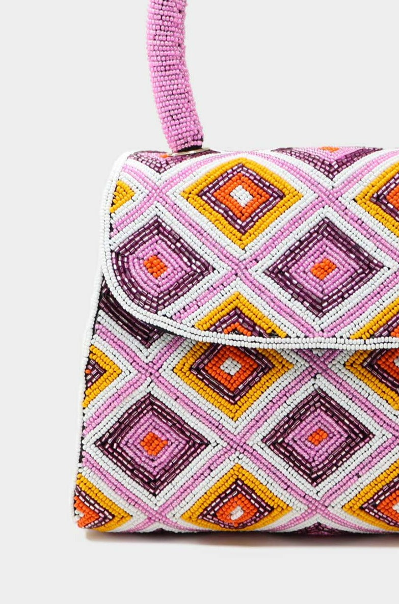Elegant Pink Beaded Handbag for Women - Stylish Evening Clutch for Parties, Weddings & Special Occasions