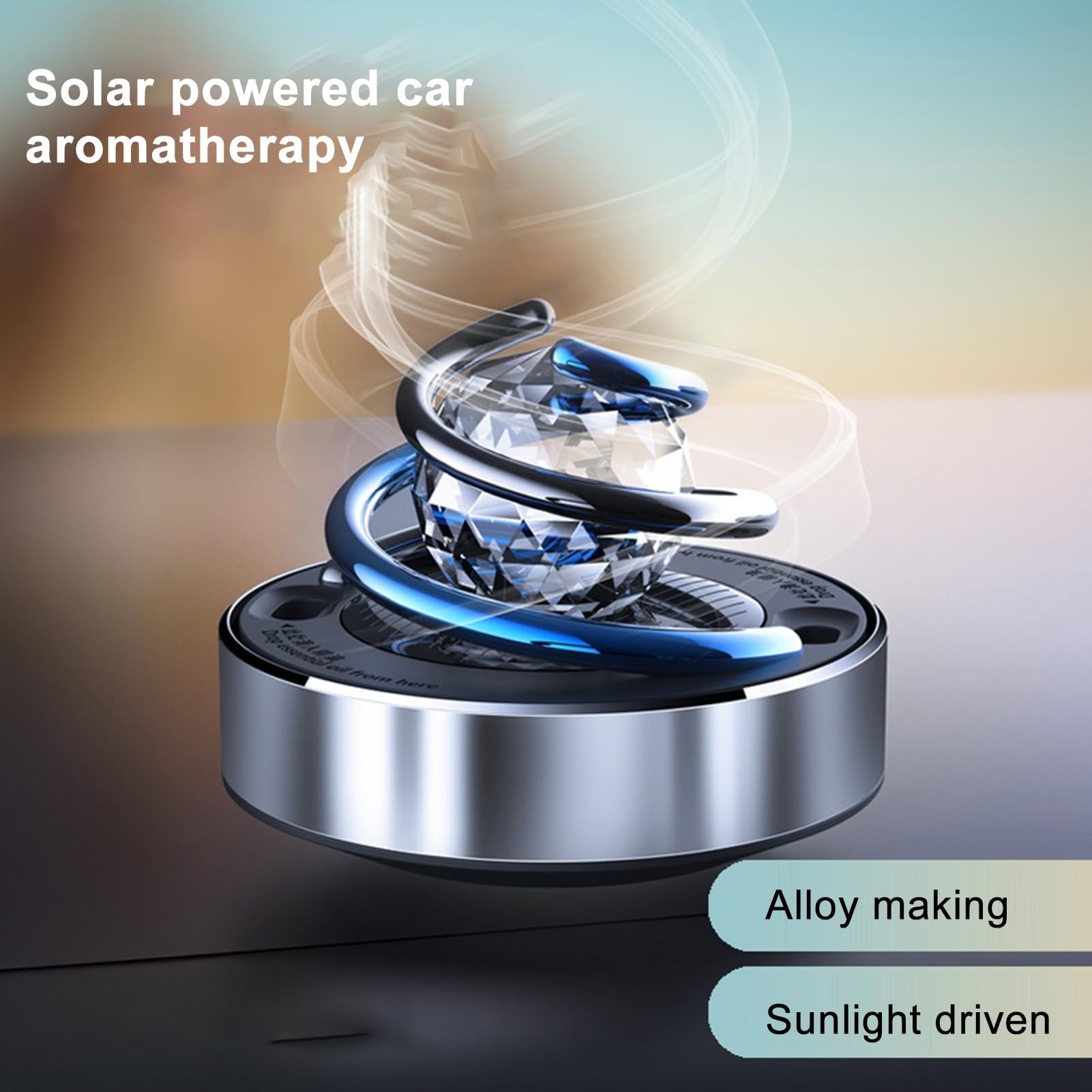 Worparsen Solar Powered Car Air Freshener - Rotatable Rhinestone Globe Charm with Long Lasting Fragrance, Alloy Auto Aromatherapy Diffuser for Cars | Perfect for Road Trips & Daily Commutes