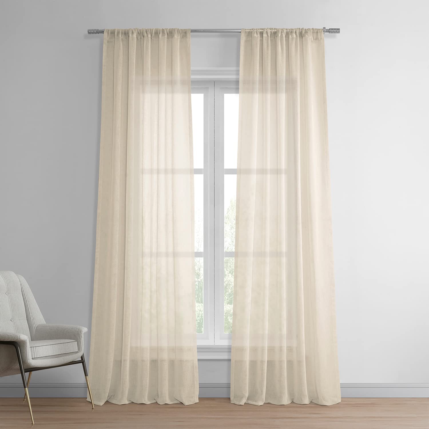 Premium HPD Half Price Drapes SHCH-SS071611-96 Solid Linen Sheer Curtain Panel (50
