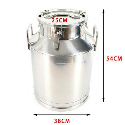304 Stainless Steel 40L/10.56 Gallon Milk Can with Sealed Lid & Spigot - Food Grade Brewing Bucket for Beer, Wine, Dairy Storage - Perfect for Home Brewing, Farm Use & Commercial Food Processing (Silver)