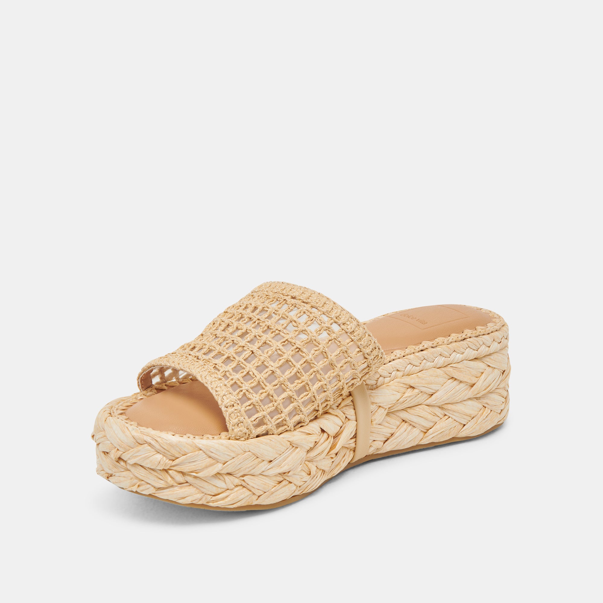 Chavi Women's Natural Woven Raffia Mesh Sandals - Comfortable Summer Beach Slides for Outdoor Walking, Vacation & Casual Wear