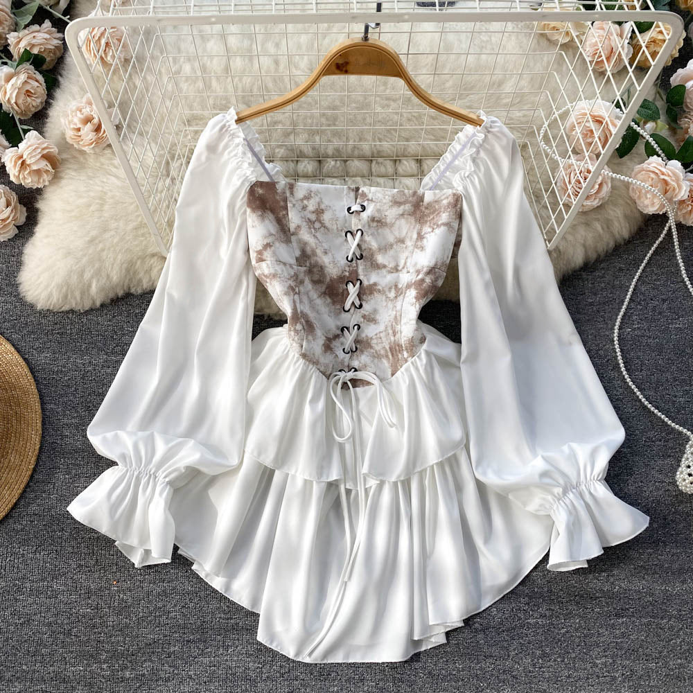 2023 New Square Collar Retro One Shoulder Ruffled Midi Fluffy Dress for Women - Elegant Vintage Party, Wedding Guest & Special Occasion Outfit