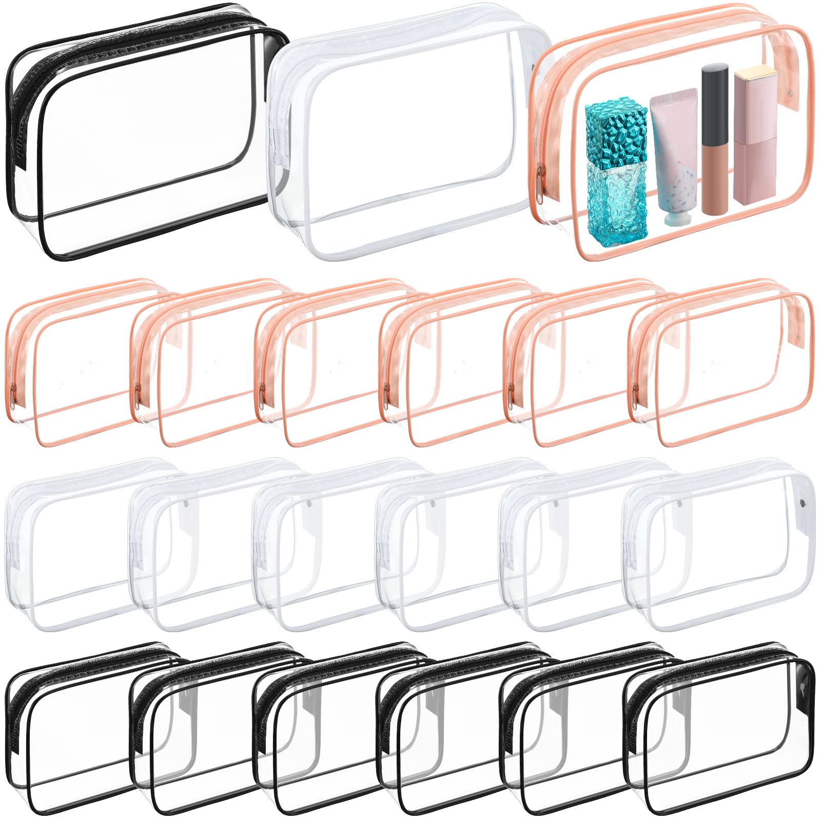 Cunno 60 Pcs Clear TSA Approved Toiletry Bag - Quart Size Travel Makeup Cosmetic Organizer for Women & Men | Airline Compliant Carry-On Essentials for Vacation, Business Trips & Weekend Getaways