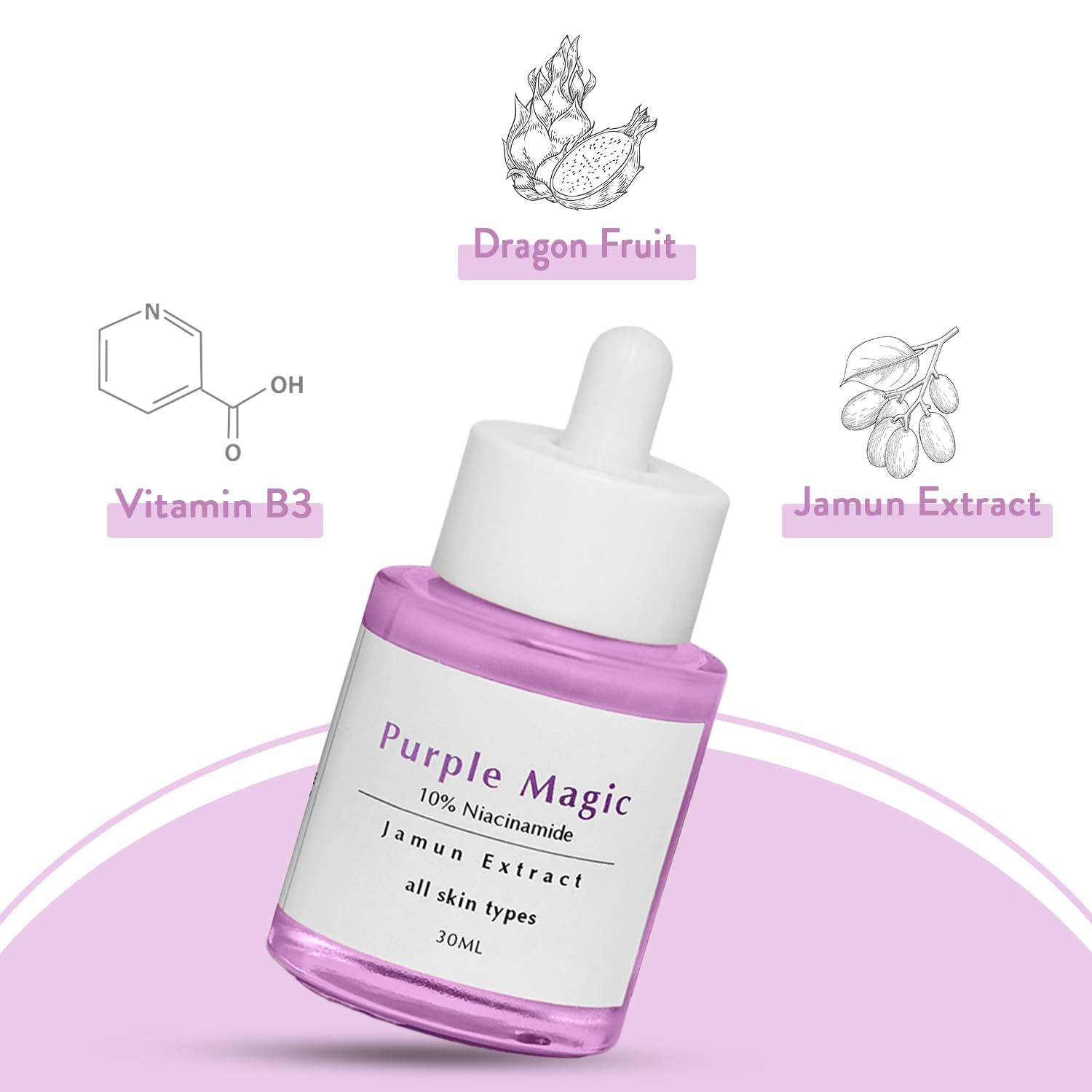 Faith & Patience Purple Magic Niacinamide Face Serum for Acne Marks & Oil Control with Zinc – Clarifying Serum for Oily & Acne-Prone Skin | 30ml | Brightening & Hydrating | Perfect for Daily Skincare Routine & Nighttime Use