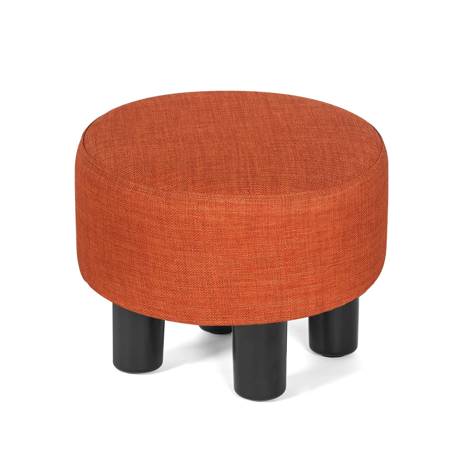 Asense Round Footrest Ottoman - Soft Padded Small Footstool with Non-Slip Base, Orange - Perfect for Living Room, Office, Bedroom & Nursery Comfort