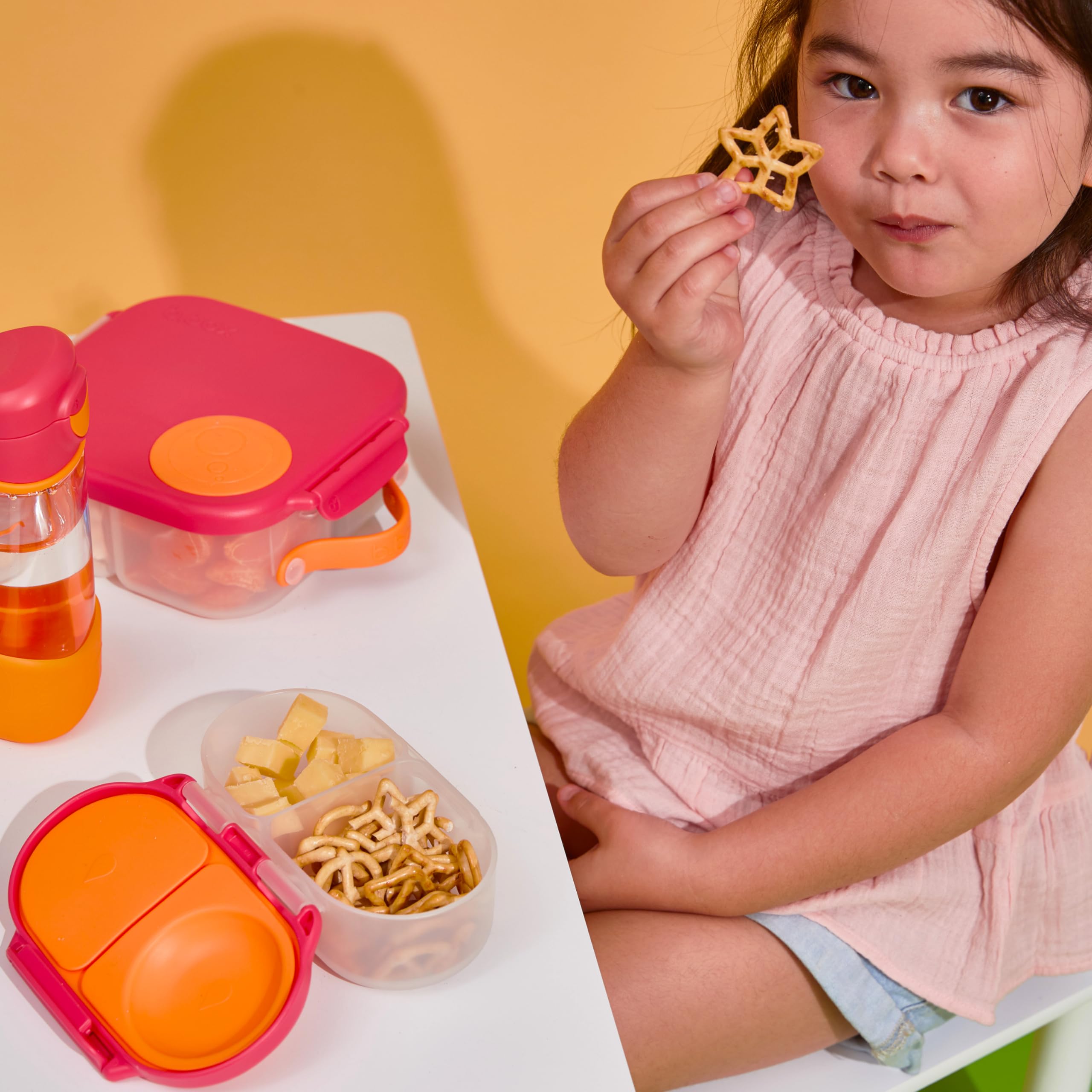 BPA Free Mini Bento Lunch Box with 2 Leakproof Compartments | b.box Snackbox for Toddlers & Kids | Perfect for School Lunches, Snacks & Whole Fruits | Ocean Breeze Design | Ideal for Daycare, Picnics & On-the-Go Meals