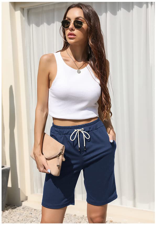 Women's Stretch Bermuda Shorts with Drawstring & Pockets - Comfortable Summer Casual Sweat Shorts for Women | Perfect for Beach, Gym, and Everyday Wear