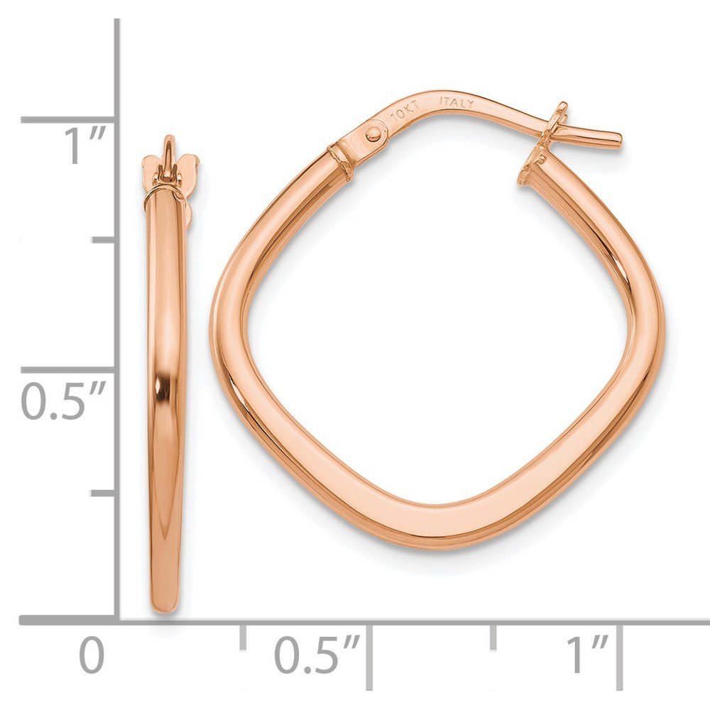 10K Rose Gold Polished Square Hoop Earrings for Women - Lux Leslie's Premium Jewelry Collection - Perfect for Weddings, Parties & Everyday Elegance