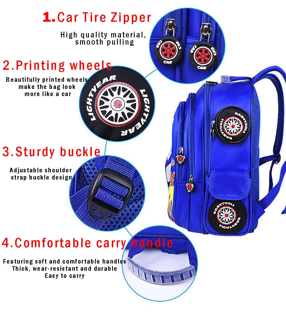 **Waterproof Cartoon Kids Truck Backpack for Boys - Durable Kindergarten & Preprimary School Backpack (Red) - Perfect for Daily Use, Travel & Outdoor Adventures**